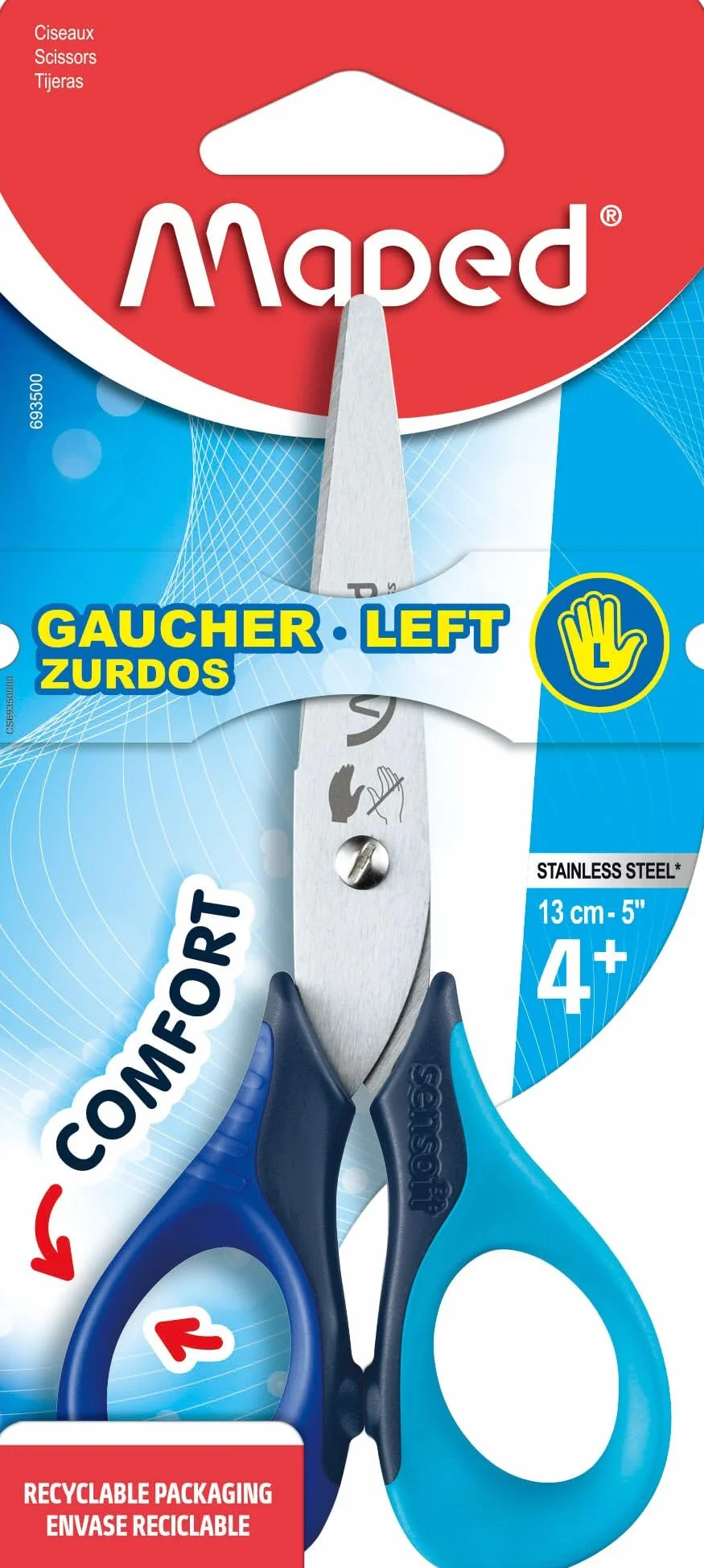 MAPED Ciseaux scolaires Sensoft 3D GAUCHER 130 mm