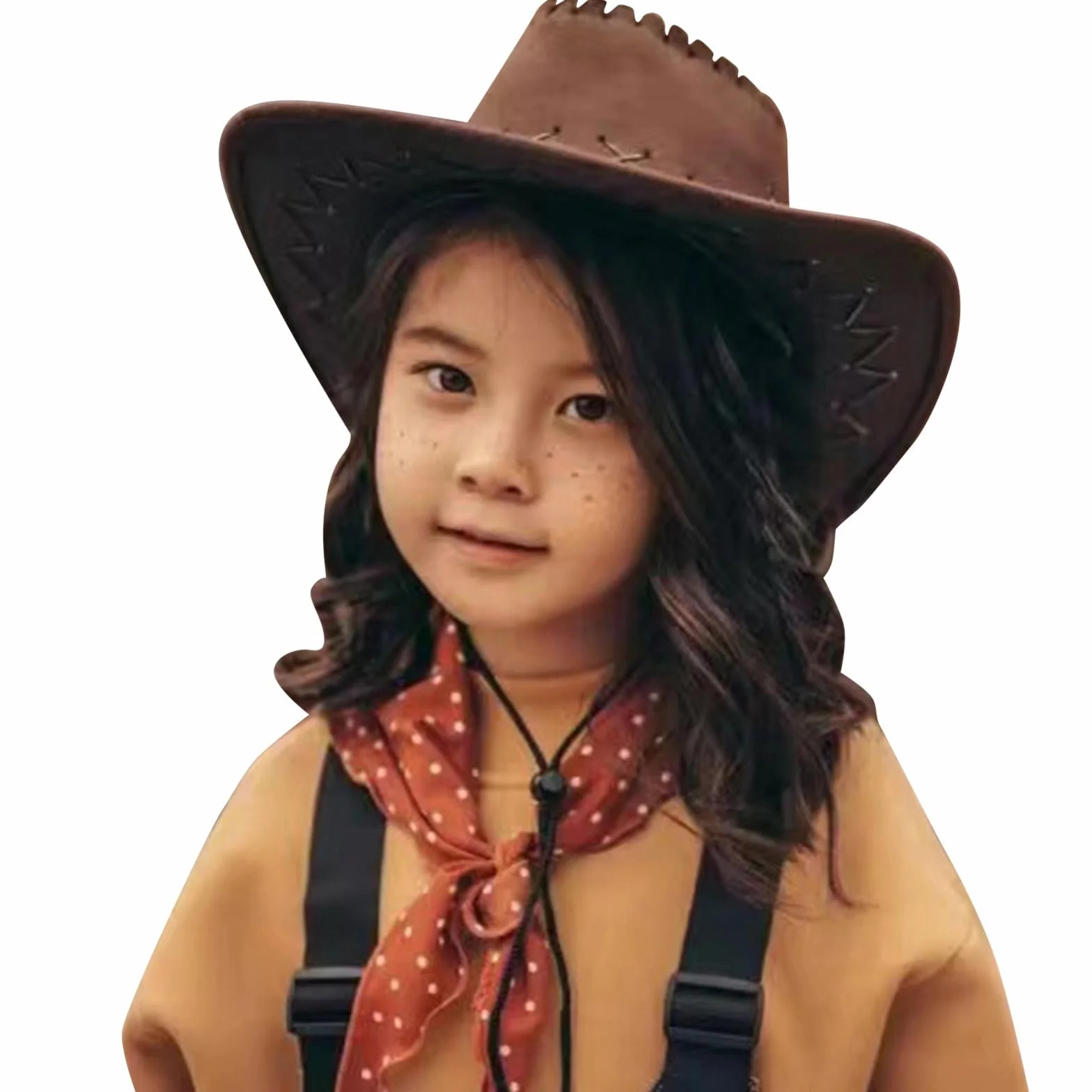 Chapeau de Cowboy en Cuir à Large Bord pour Fille et Garçon