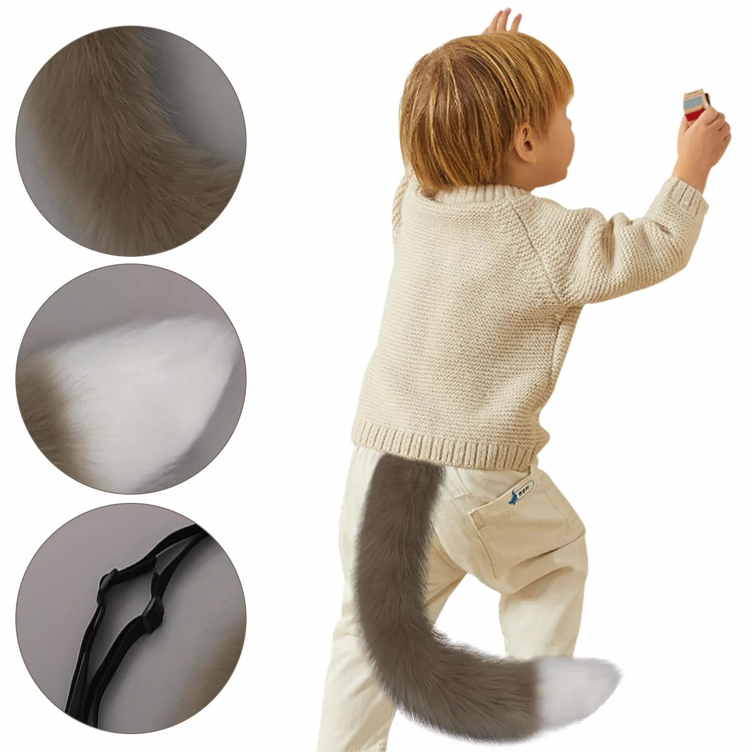 Ensemble de costume de chat avec bandeau d'oreille et queue en peluche