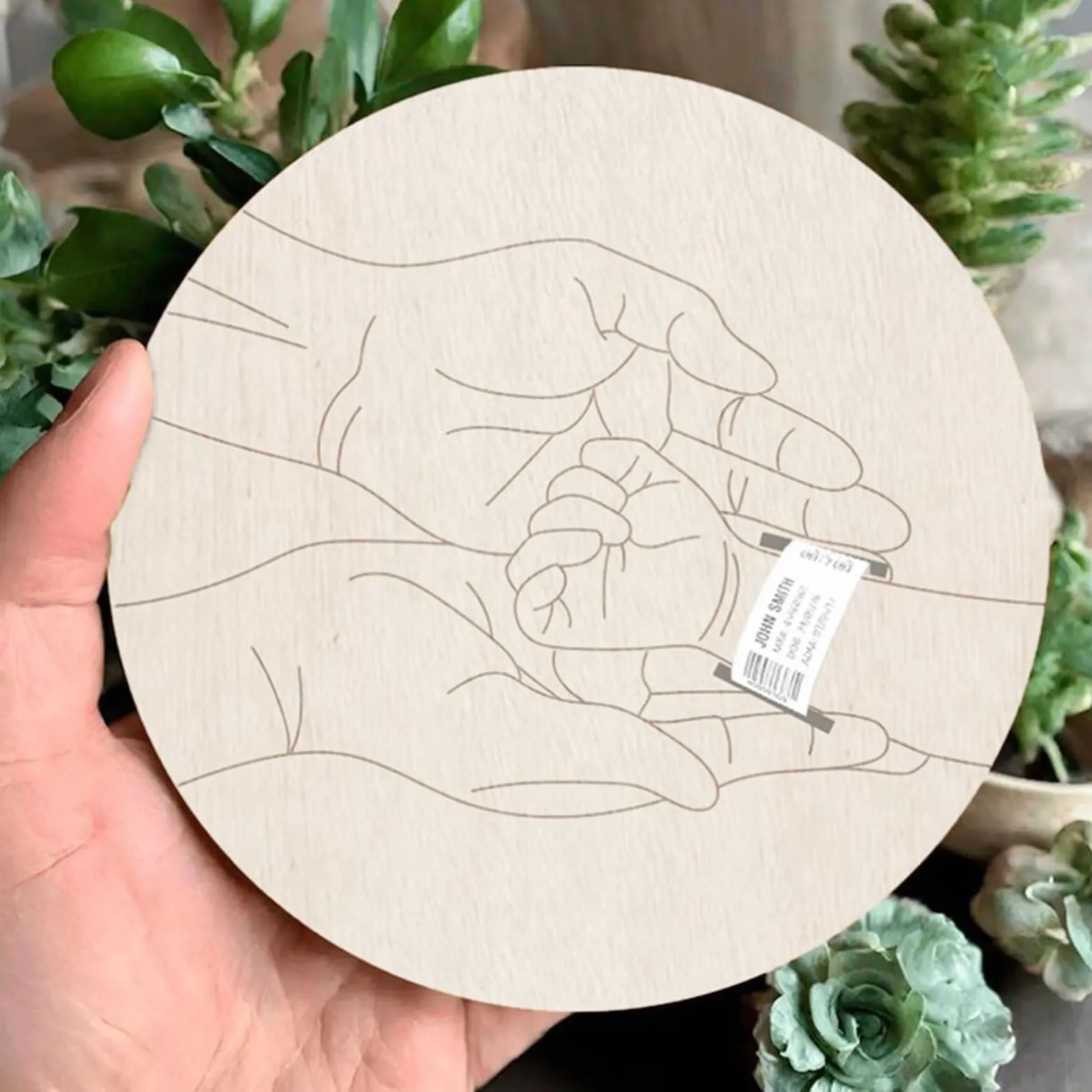 Bracelet de naissance en bois pour bébé avec informations gravées