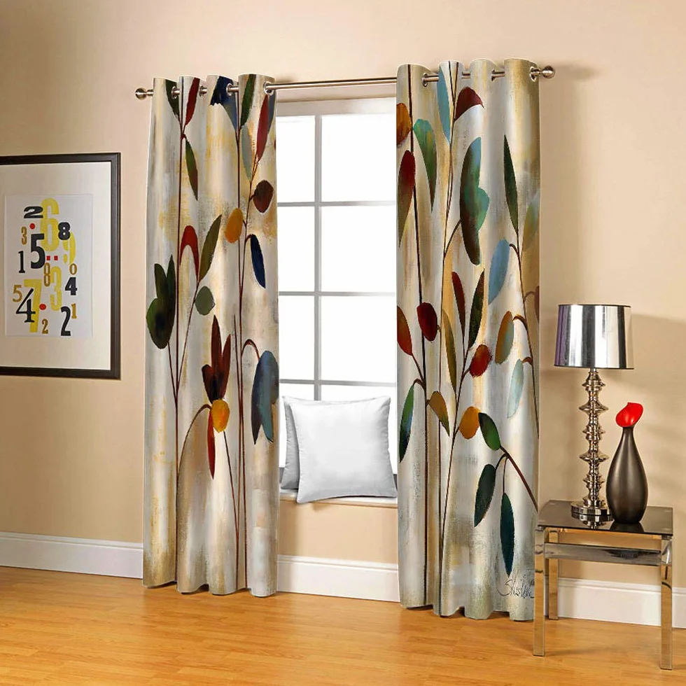 Rideau Occultant 3D Impression Salon Moderne Thermique Isolant Anti Froid Polyester 2 Pièces 140x245 cm Rideaux Fenêtre Fleurs Colorées Chambre Cuisine