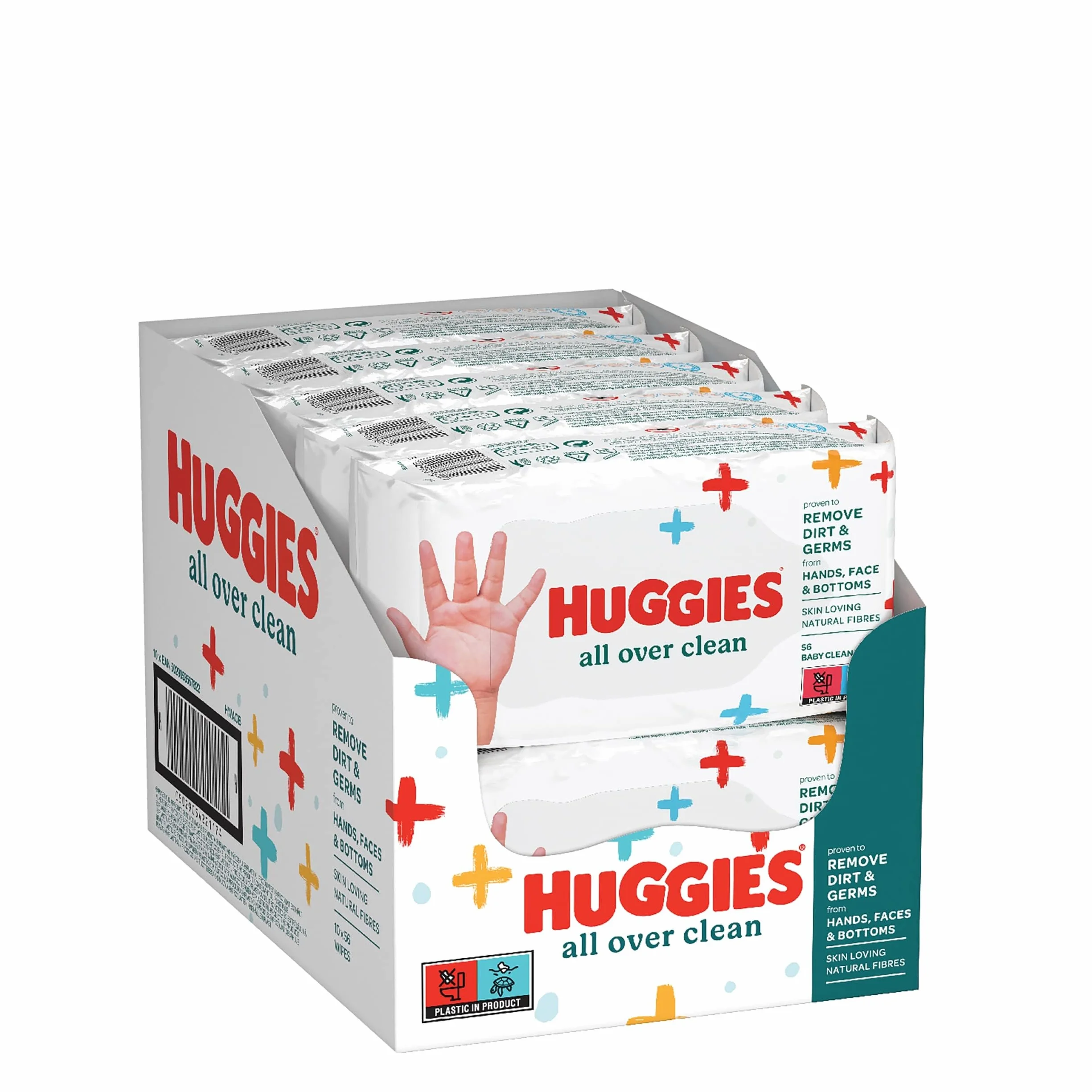 Huggies All Over Clean Lingettes bébé 10 paquets 56 lingettes fibres naturelles