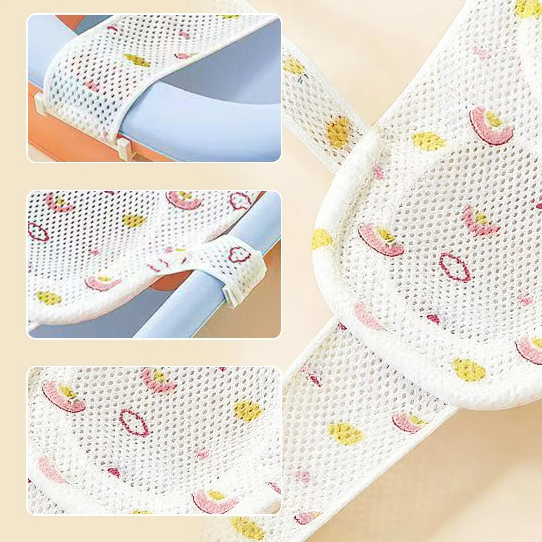 Coussin de Bain pour Bébé, Réducteur de Baignoire avec 5 Sangles de Sécurité Anti-Glissant, Filet Respirant