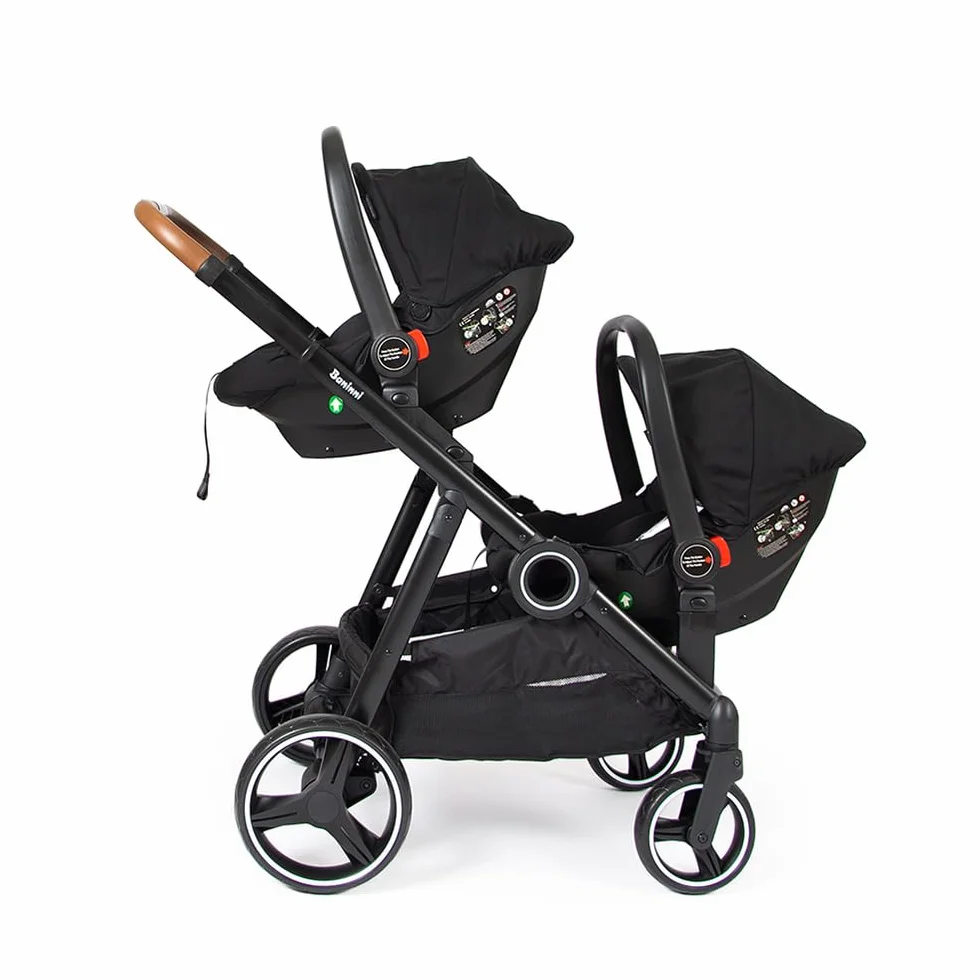 Baninni Poussette Double 4-en-1 avec Siège d’Auto Luiz Noir