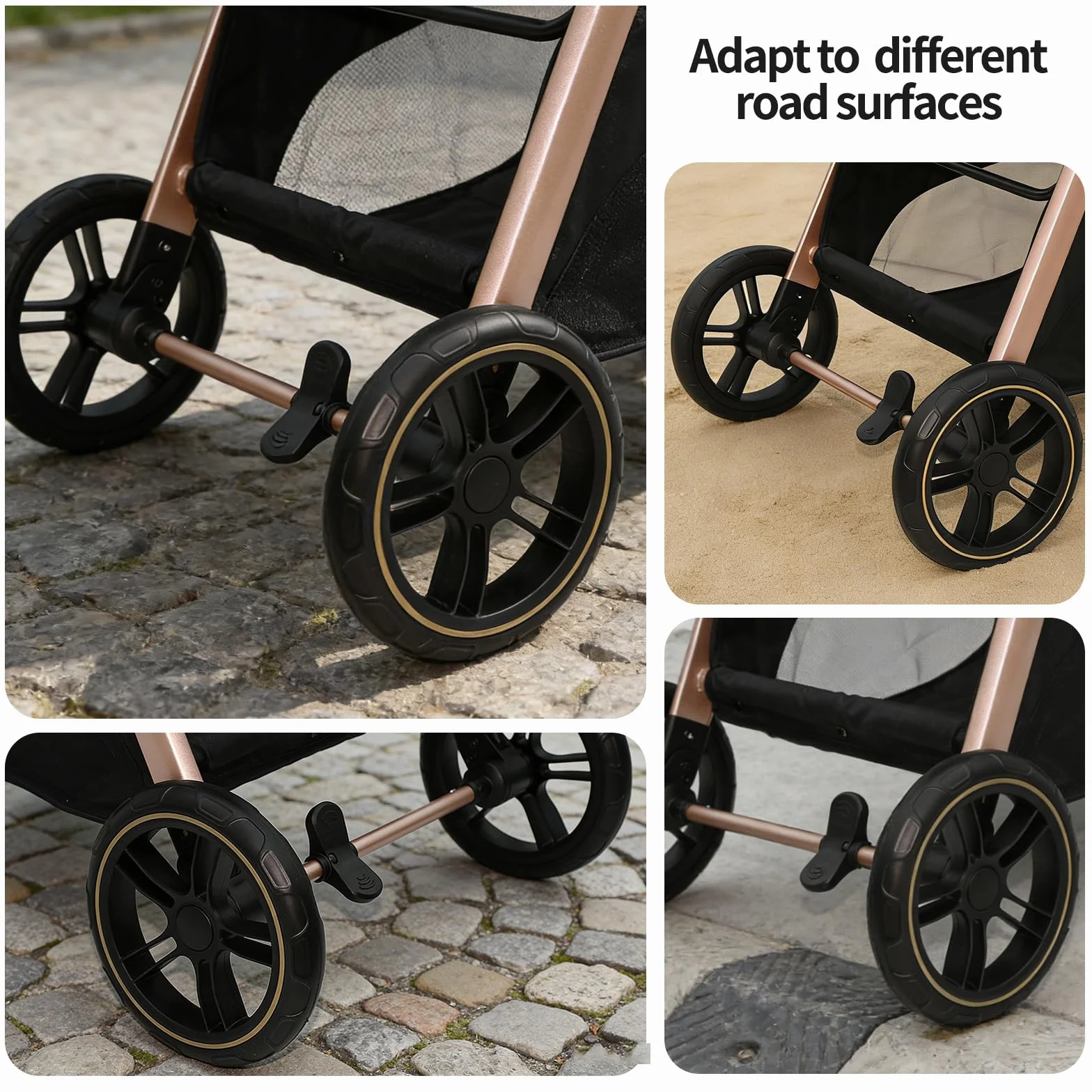 Poussette 3 en 1 Système de Voyage Pliable Pneus Caoutchouc 0-4 Ans