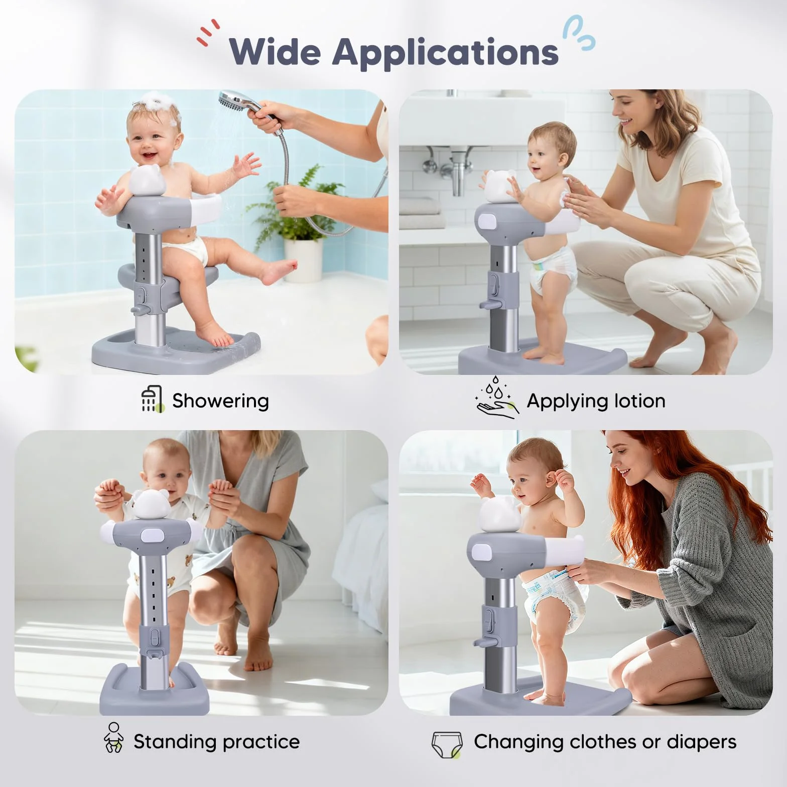 Bebe Debout Support de Bain Bébé Base Antidérapante Anti-pincement Tour Baignoire Réglable
