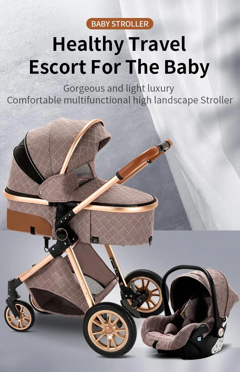 GLOKID Poussette 3 en 1 Pliable, Système de voyage, Conception pliable en un clic, Deux Façons de Pousser, Moustiquaire, Couvre-Pieds, Porte-Gobelet, pour nouveau-né jusqu'à 3 ans (DPV9 Rose)