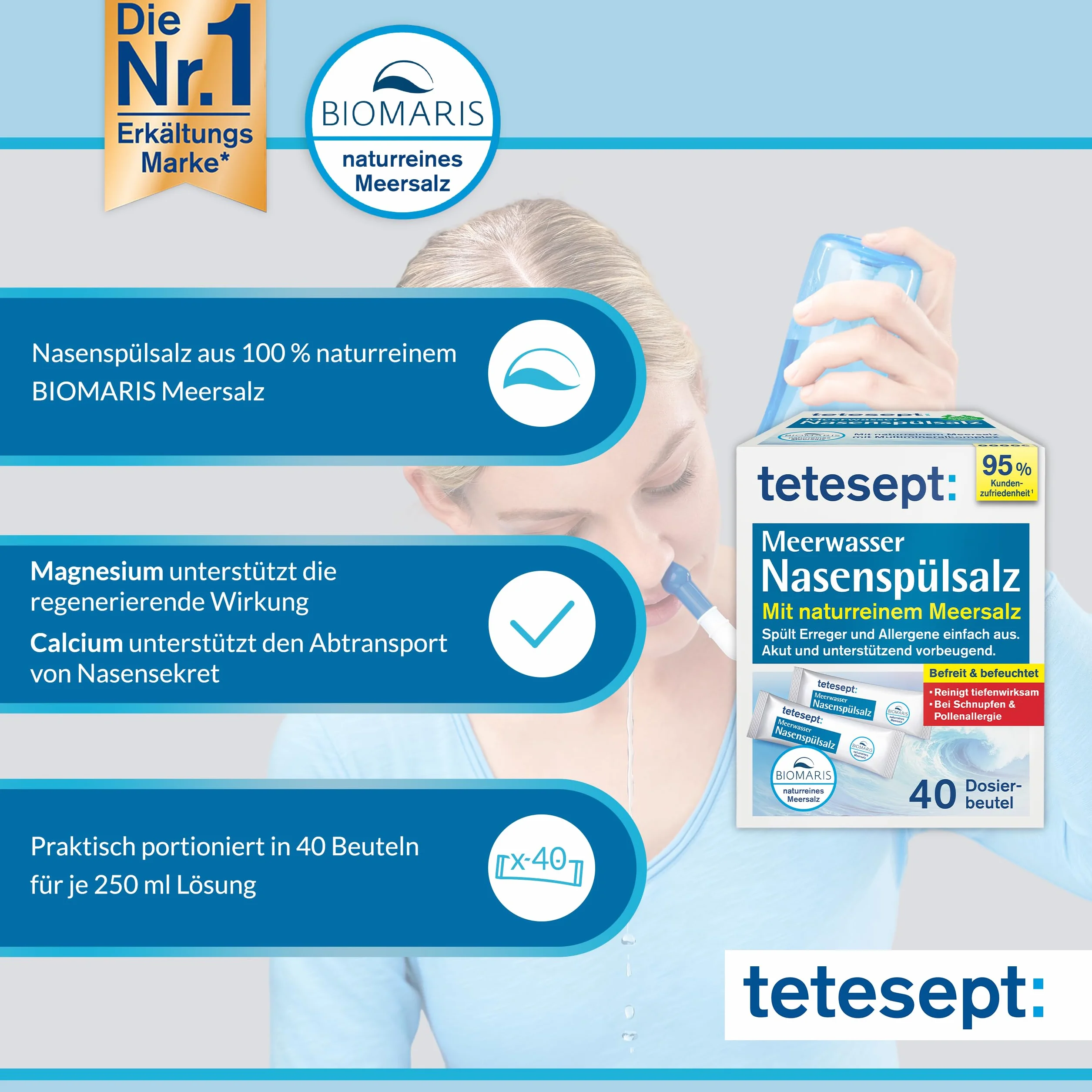 tetesept Sel de lavage nasal à l'eau de mer