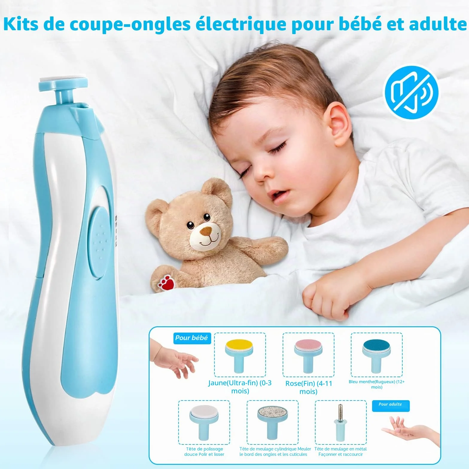 Kit de soins de toilettage pour bébé 28 pièces avec brosse peigne coupe-ongles