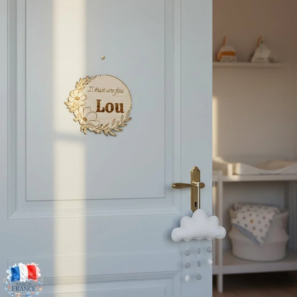 Plaque de Naissance Personnalisée en Bois 15cm Gravée Décoration Chambre Bébé Cadeau Unique