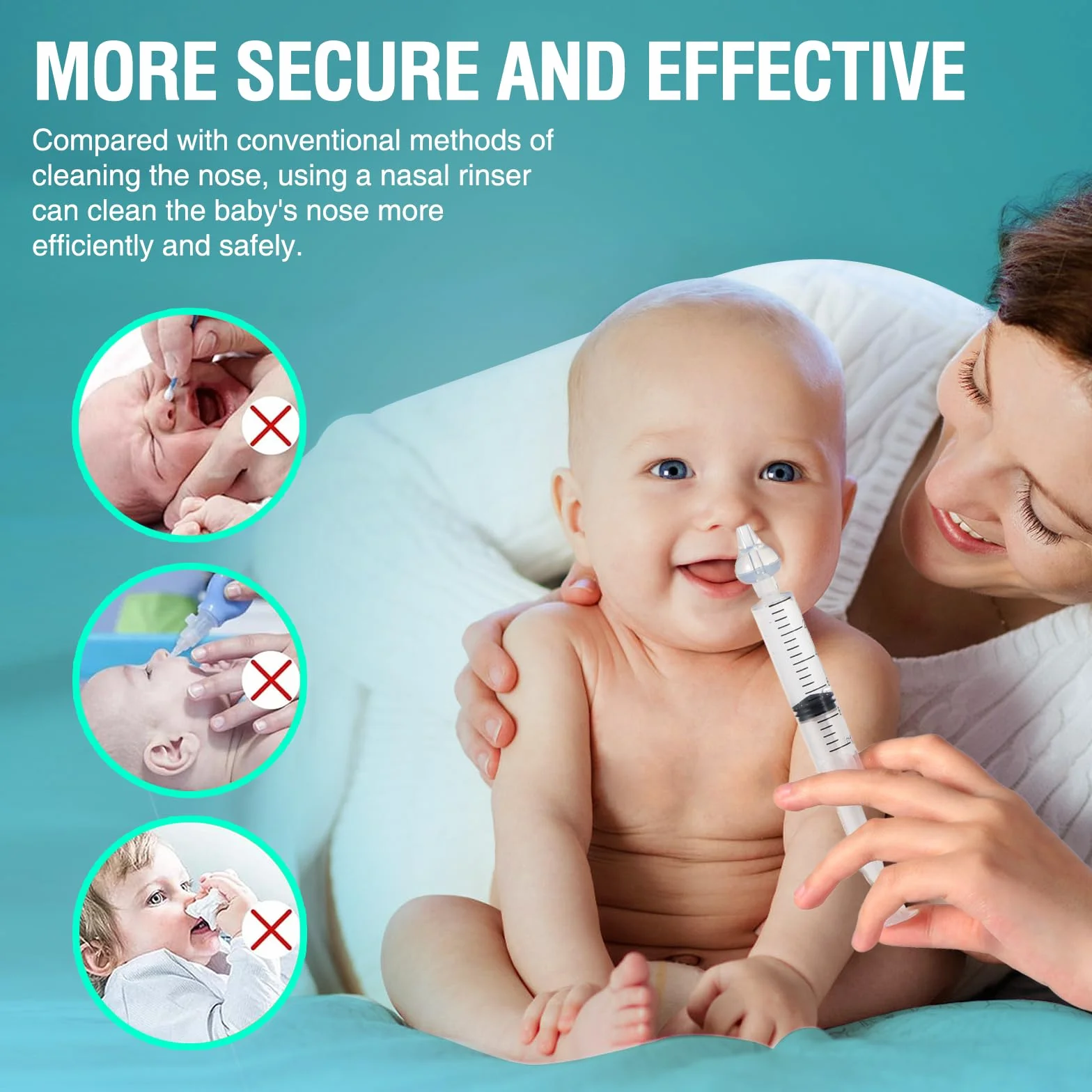 Diboniur Seringue Nasale Bébé 4 Pièces 10 ml avec Embout en Silicone Souple