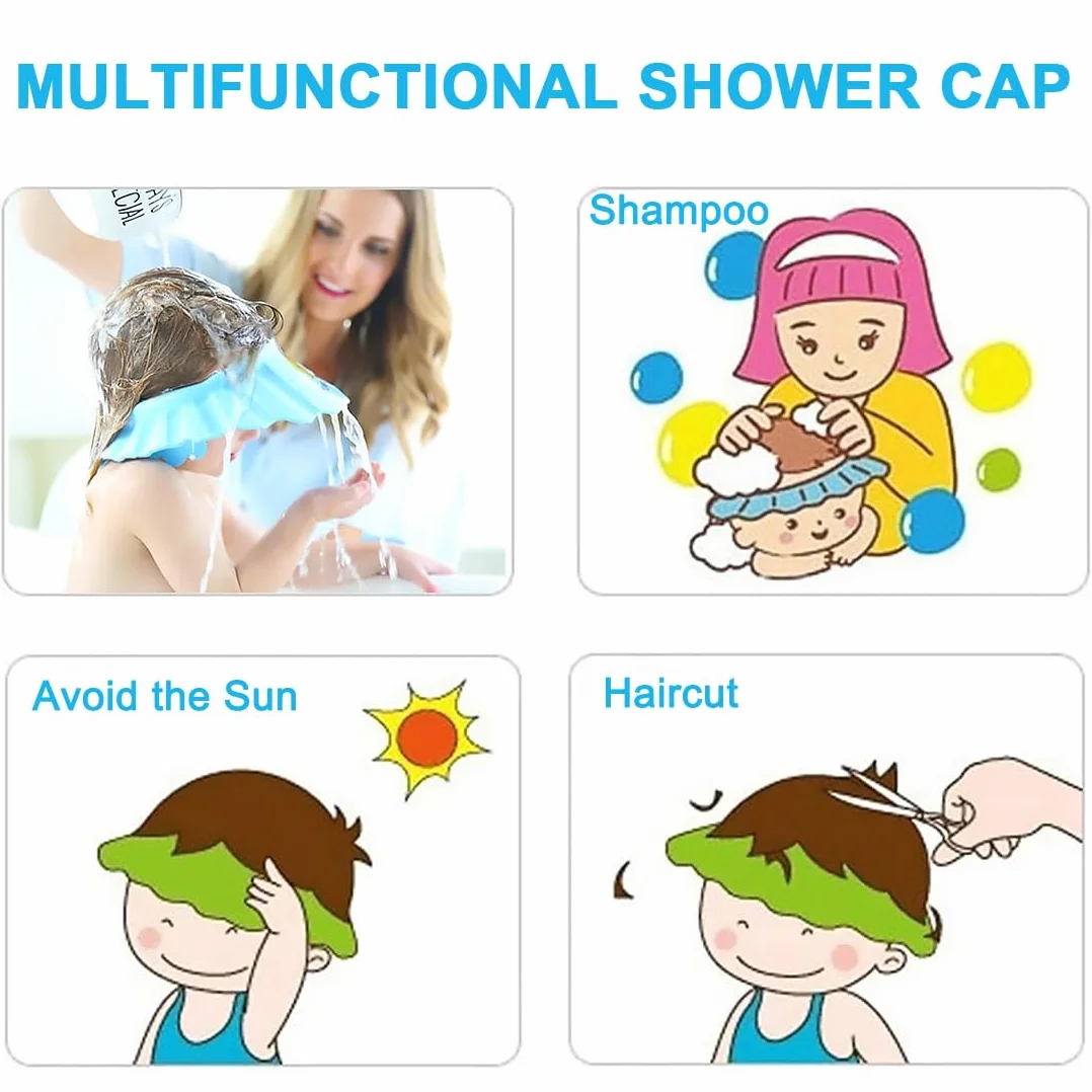 Bonnets de douche pour enfants réglables, protection yeux et oreilles, lot de 2