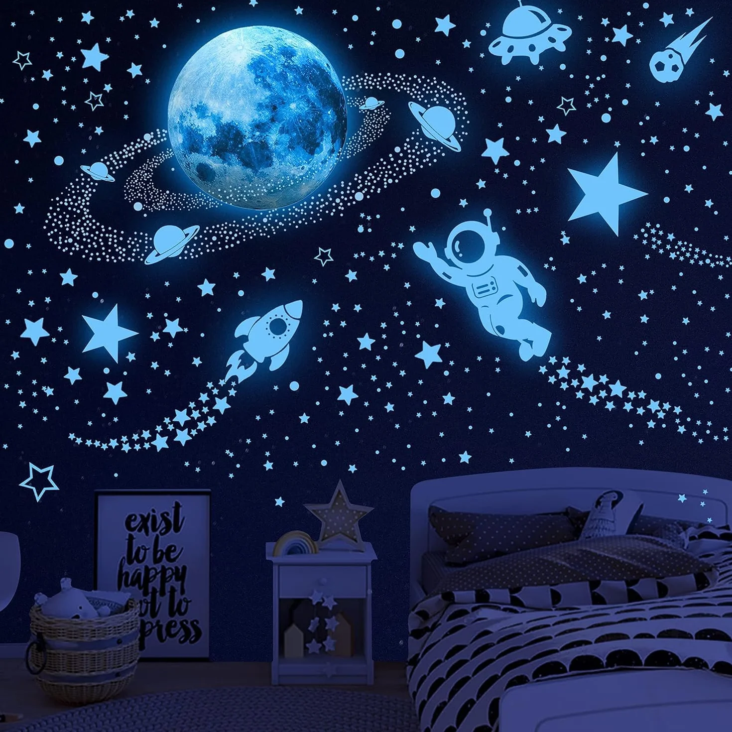 Autocollants Planètes Phosphorescentes 531 Pièces Stickers Muraux Décoration Chambre Enfants