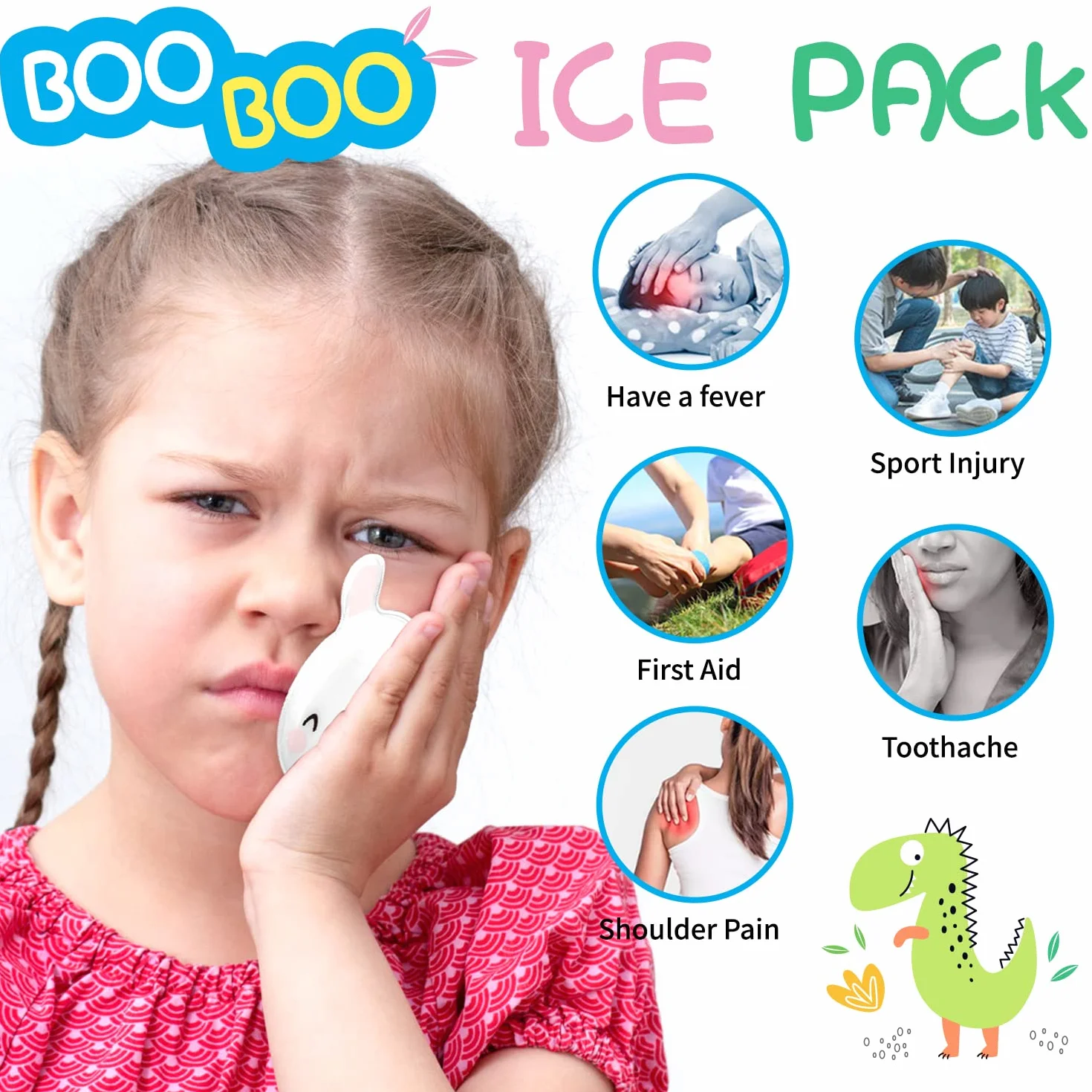 Sacs à glace réutilisables pour enfants, pack de froid pour ecchymoses, premiers soins (4 pièces, 10x9 cm)