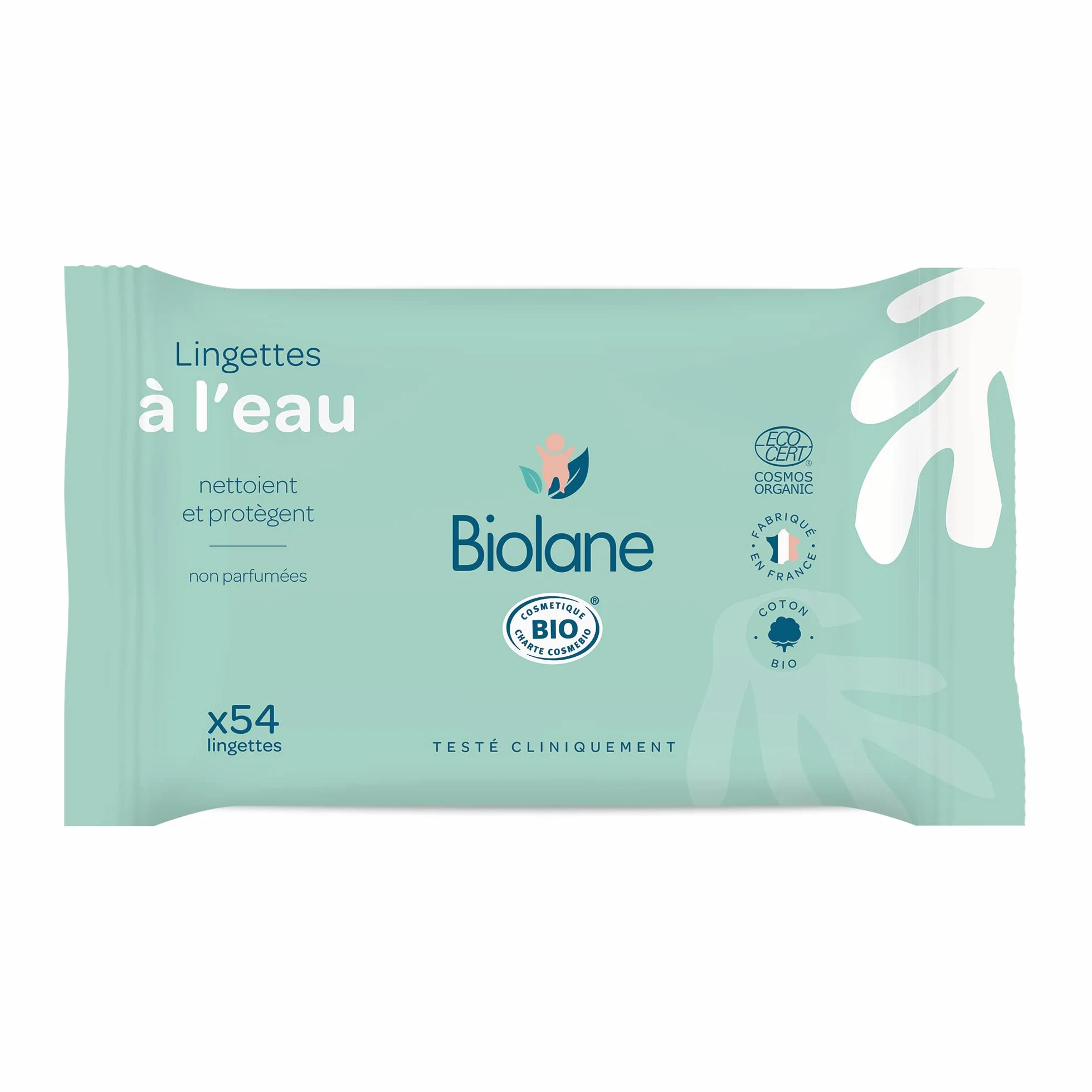 BIOLANE Lingettes à l'eau bio 54 lingettes