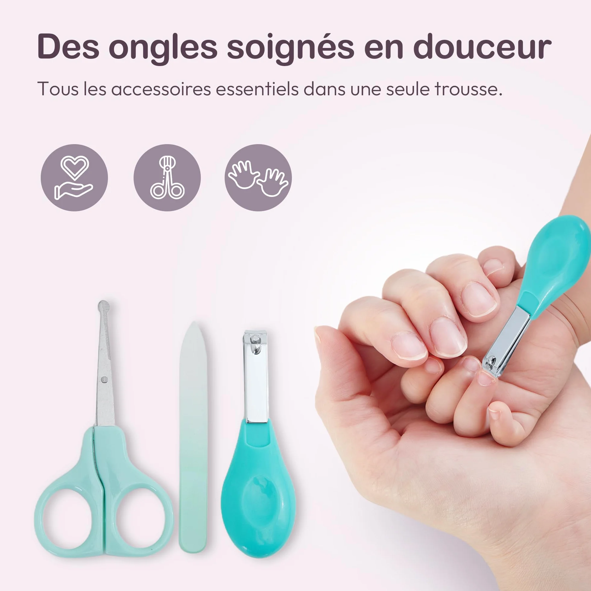 Trousse de toilette soin bébé thermomètre frontal mouche bébé seringue nasale coffret naissance complet