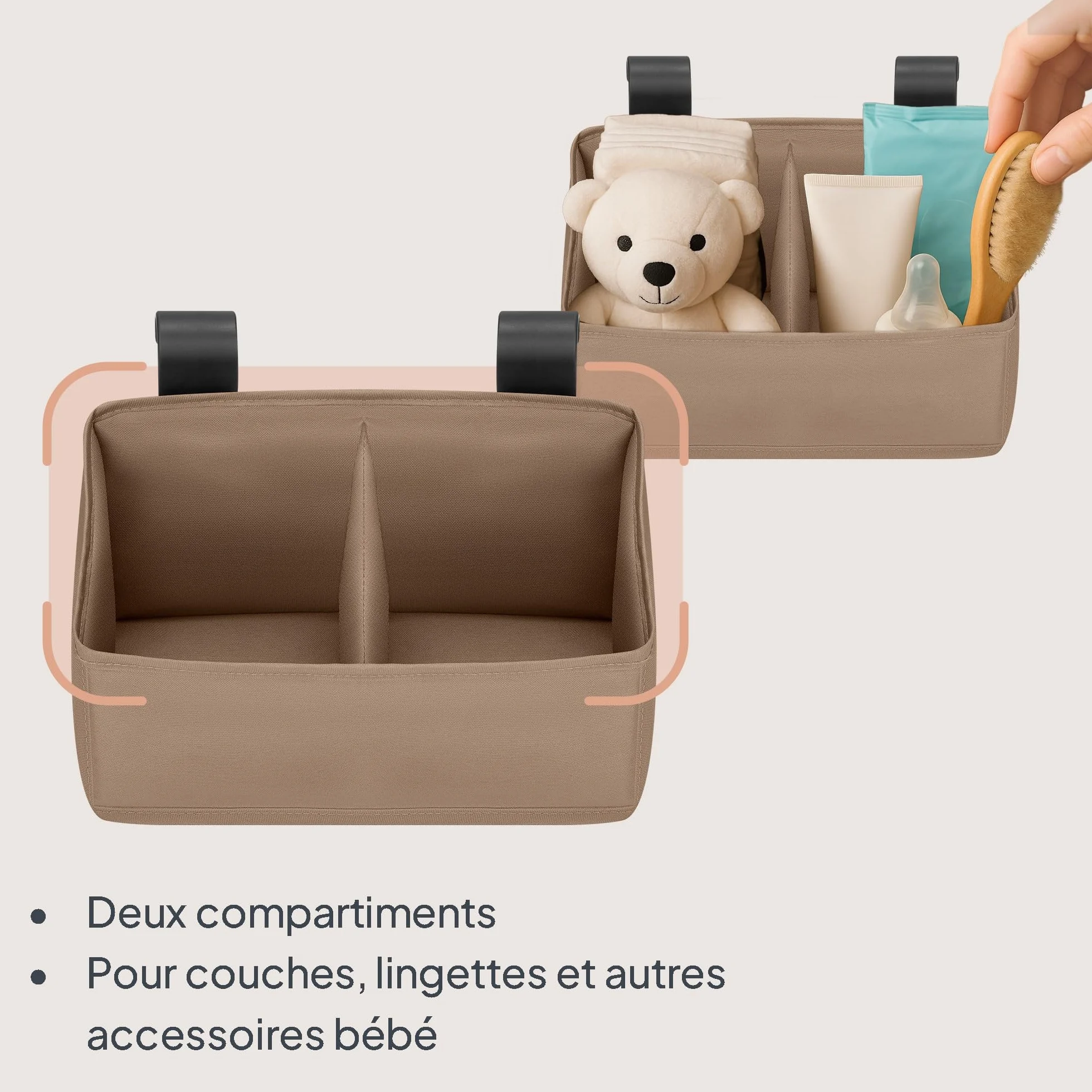 Lionelo Organisateur Lit Bébé Sidepocket Small, Pochette Suspendue Lit, Table à Langer, 26x12x15 cm