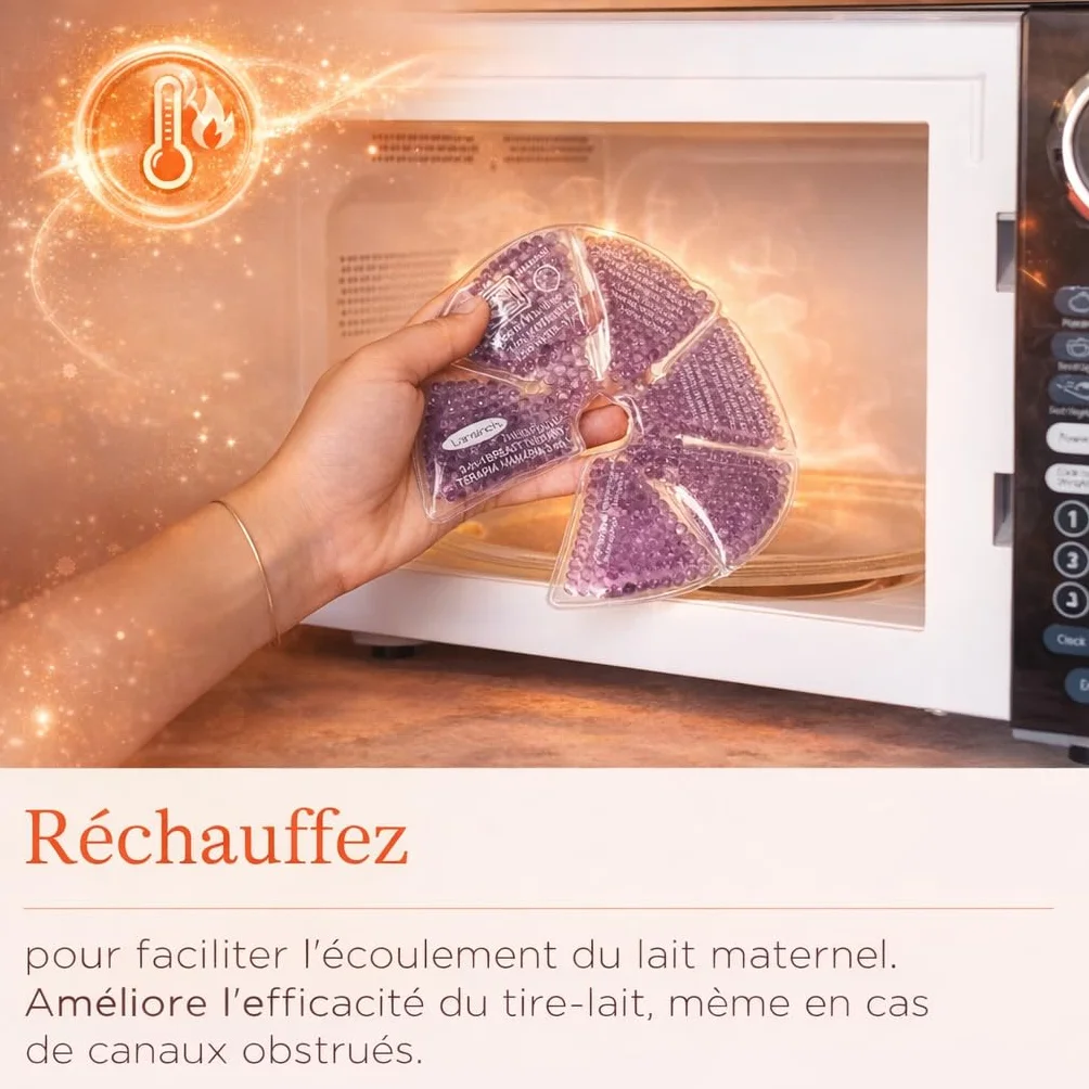 Société Française Coussinet Gel Allaitement Lot de 2 Compresses 3-en-1 Chaud/Froid pour Sein - Soulage Engorgement Mastite Douleurs Réutilisables