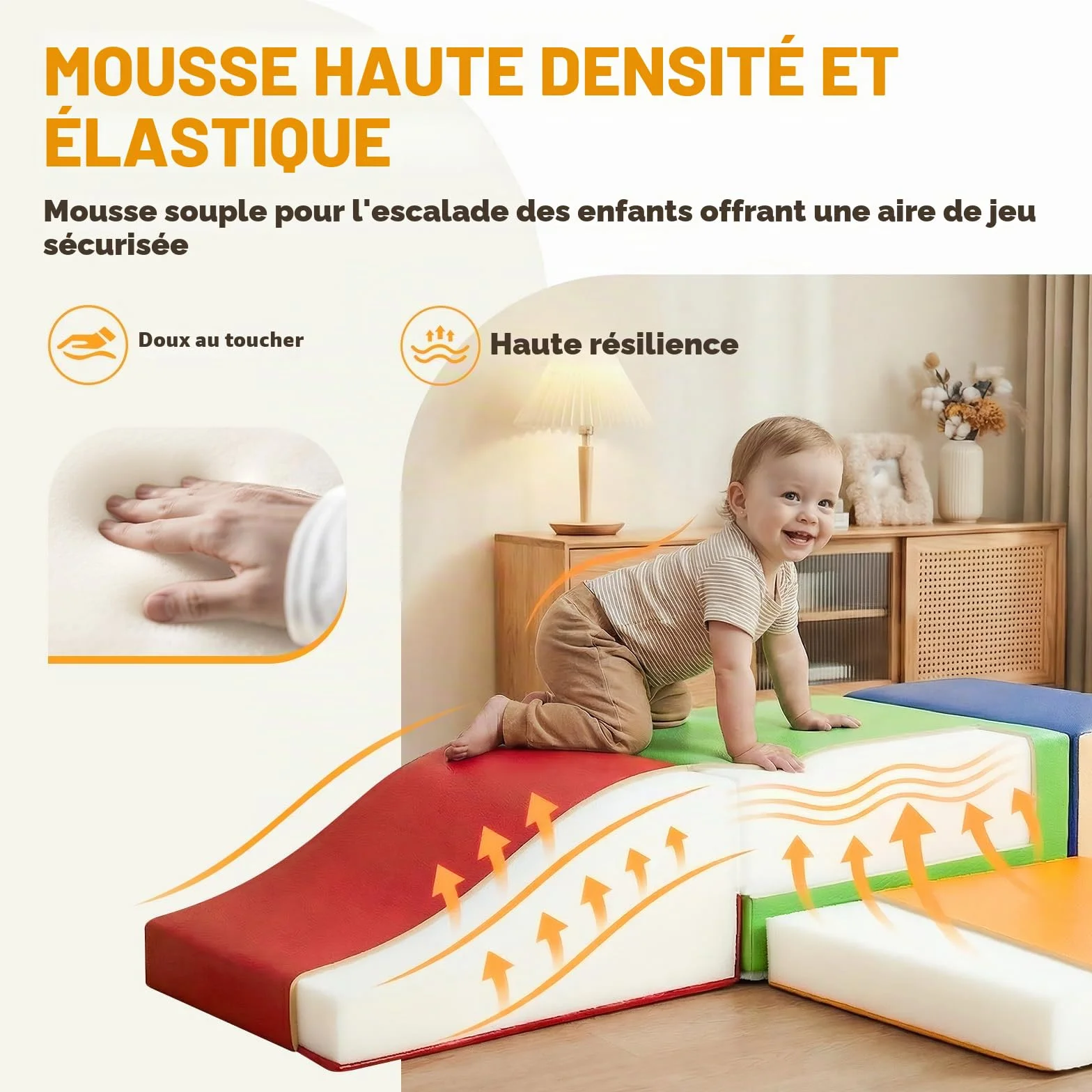 JungleDove Lot de 4 Jouets d’Escalade pour Tout-Petits : Ensemble de Jeu Souple en Cuir PU – Blocs d’Escalade en Mousse pour Ramper et Glisser, Aire de Jeux intérieure pour Enfants (Couleur variée)