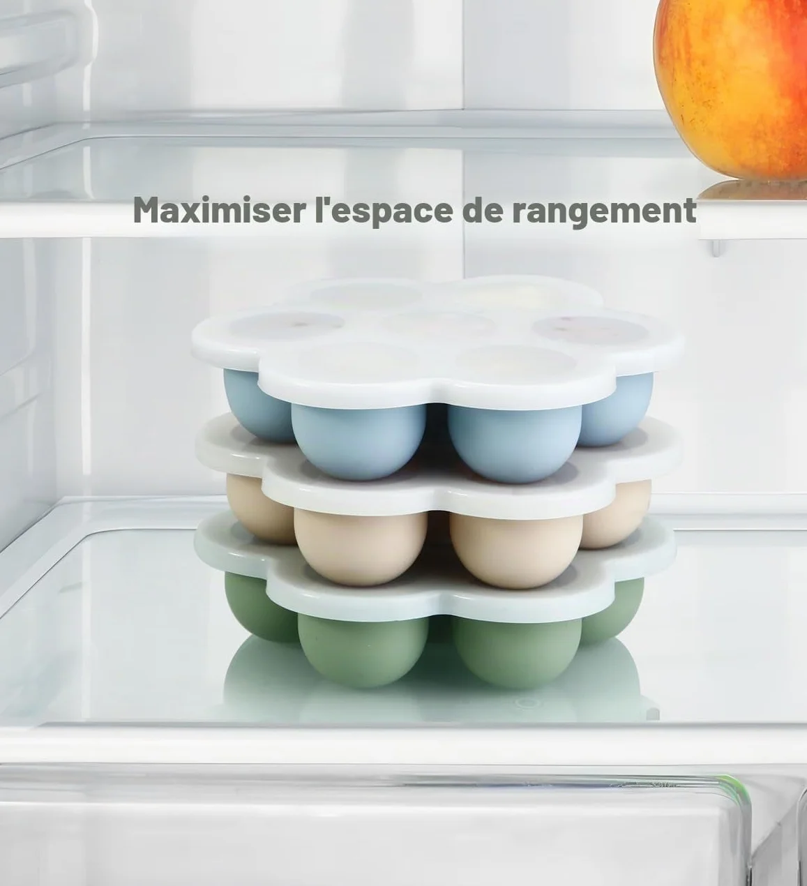 PandaEar Lot de 3 Plateaux de Congélation pour Aliments pour Bébés avec Couvercles en Silicone