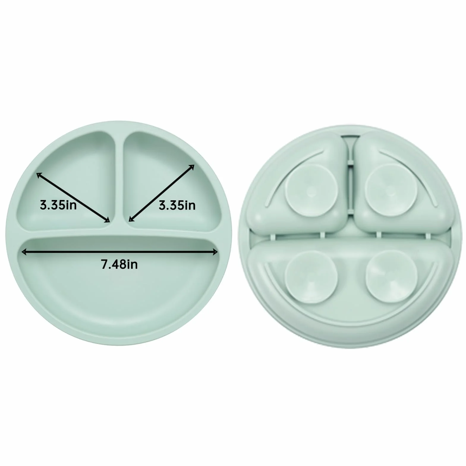 PandaEar Set de Vaisselle pour Bébé - 2 Assiettes Divisées en Silicone avec Ventouse, 2 Cuillères et Fourchettes