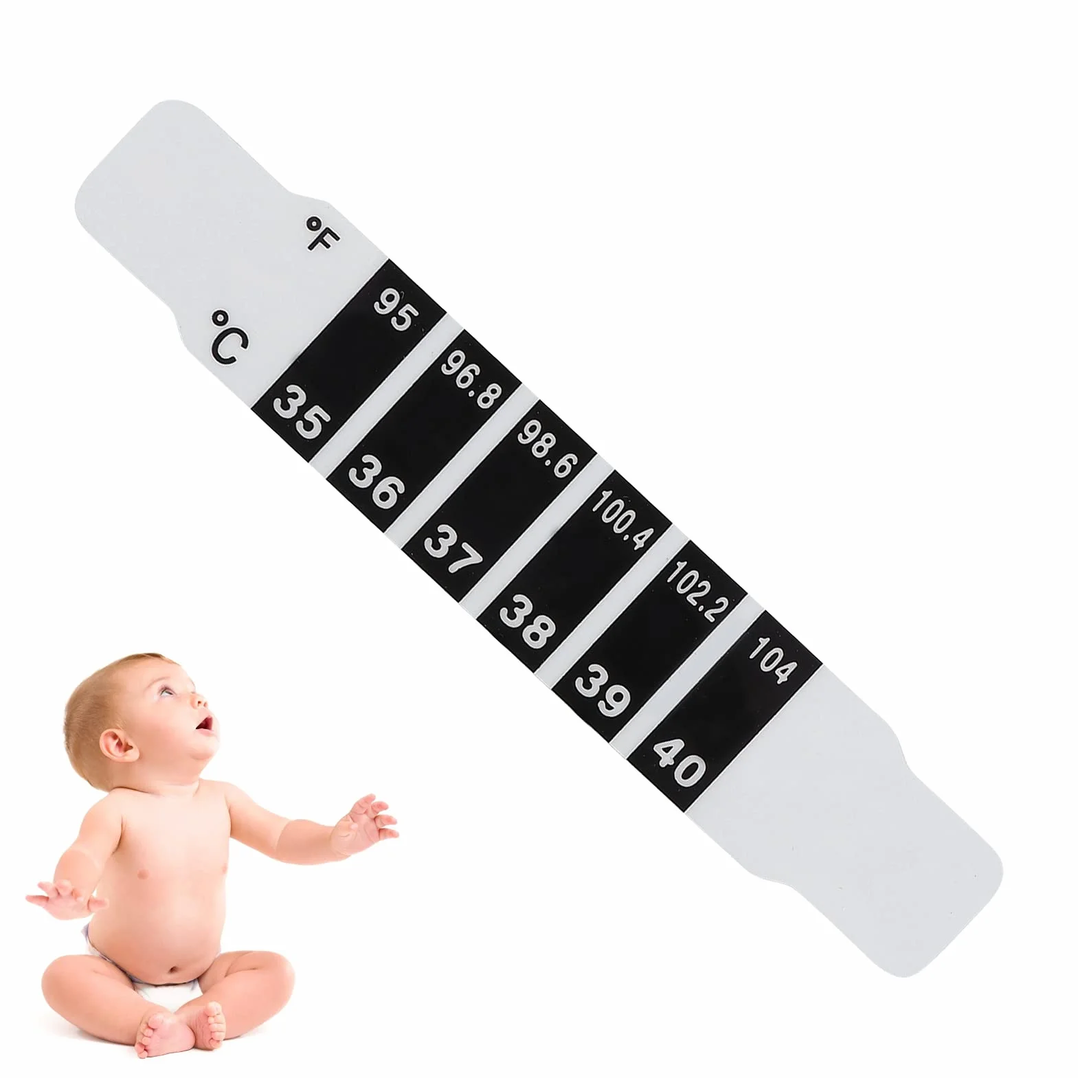 Sonew Bandes de Thermomètre à Lecture Rapide, Thermomètre Frontal Réutilisable pour Nourrissons Bébé Fahrenheit Celsius