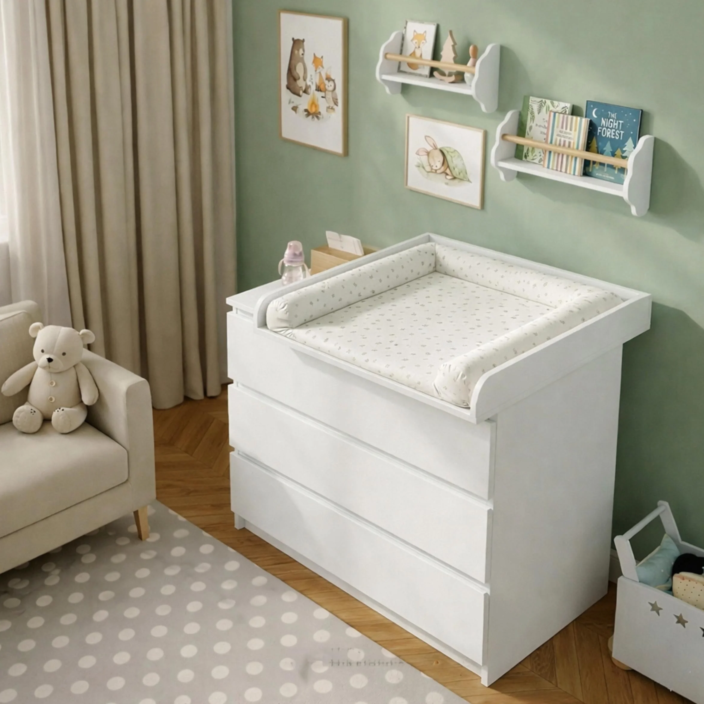 Table à langer bébé Blanc 53,2 x 70 cm Réglable extensible 34–50 cm Bords surélevés