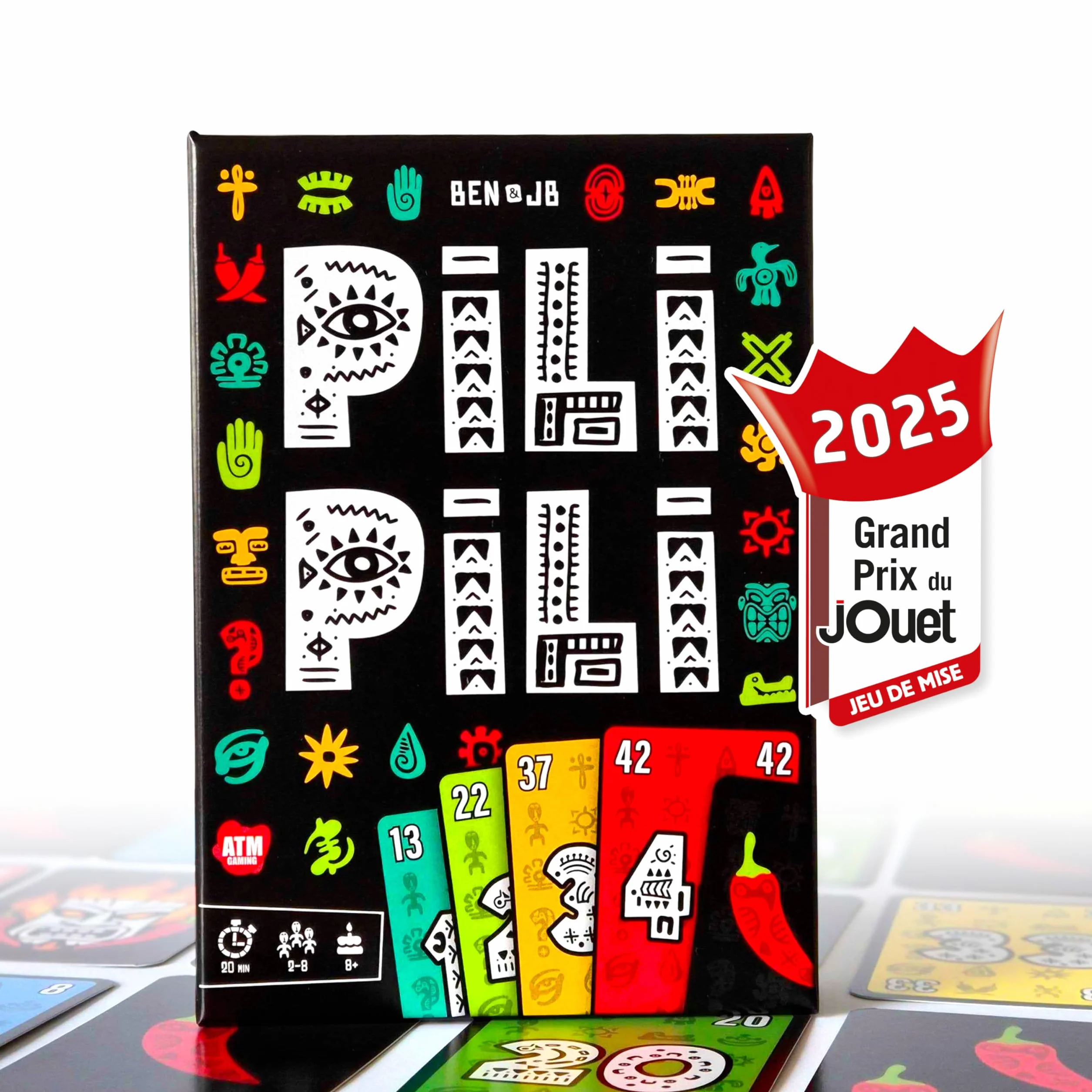 ATM Gaming PILI PILI Jeu de Société Vainqueur Grand Prix du Jouet 2025 Jeu de Cartes Tactique et d’Ambiance 2 à 8 Joueurs 20 Min