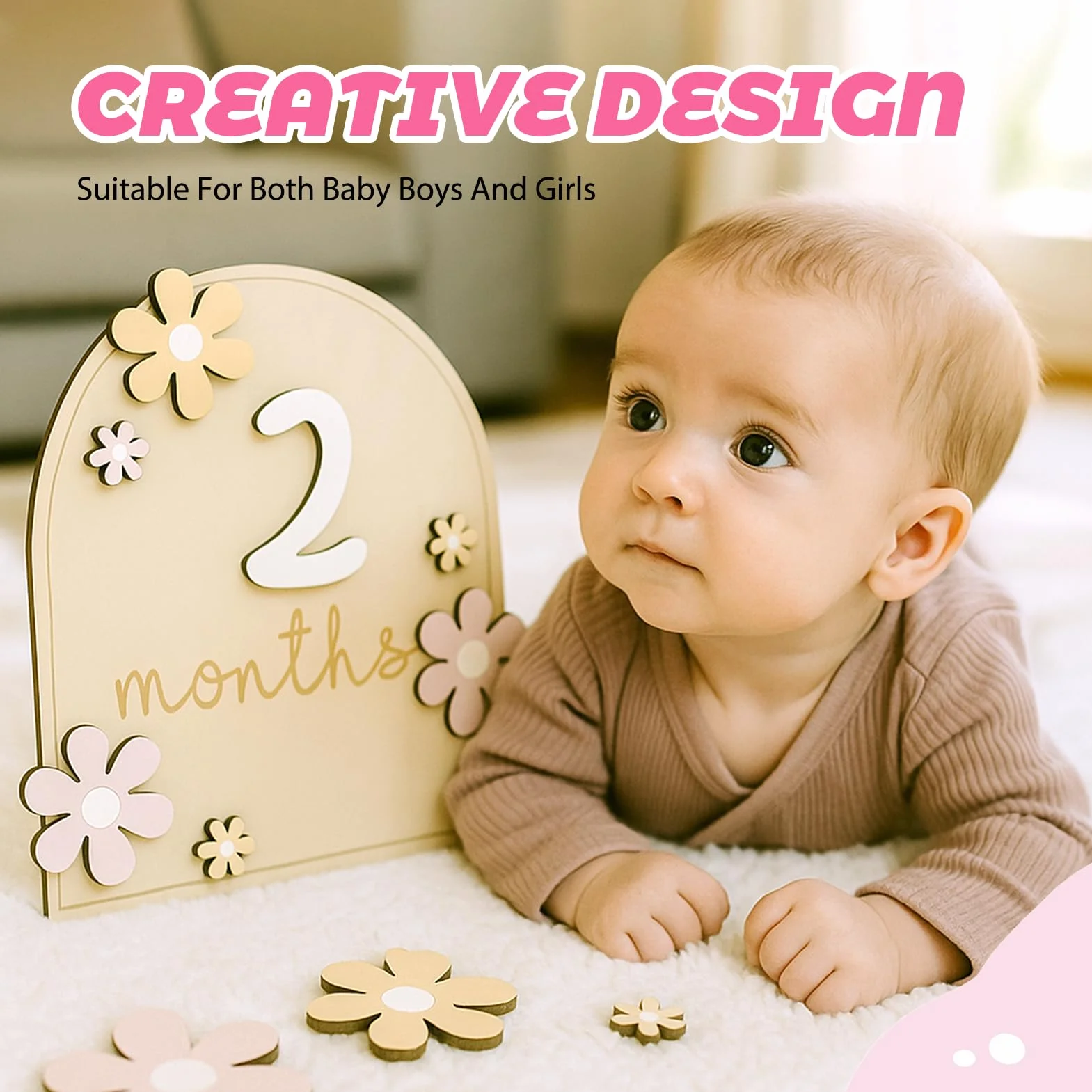 Carte Étape Bébé Bois Mensuelle Accessoire Photo 0-12 Mois Cadeau Naissance Baby Shower Enregistrement Croissance