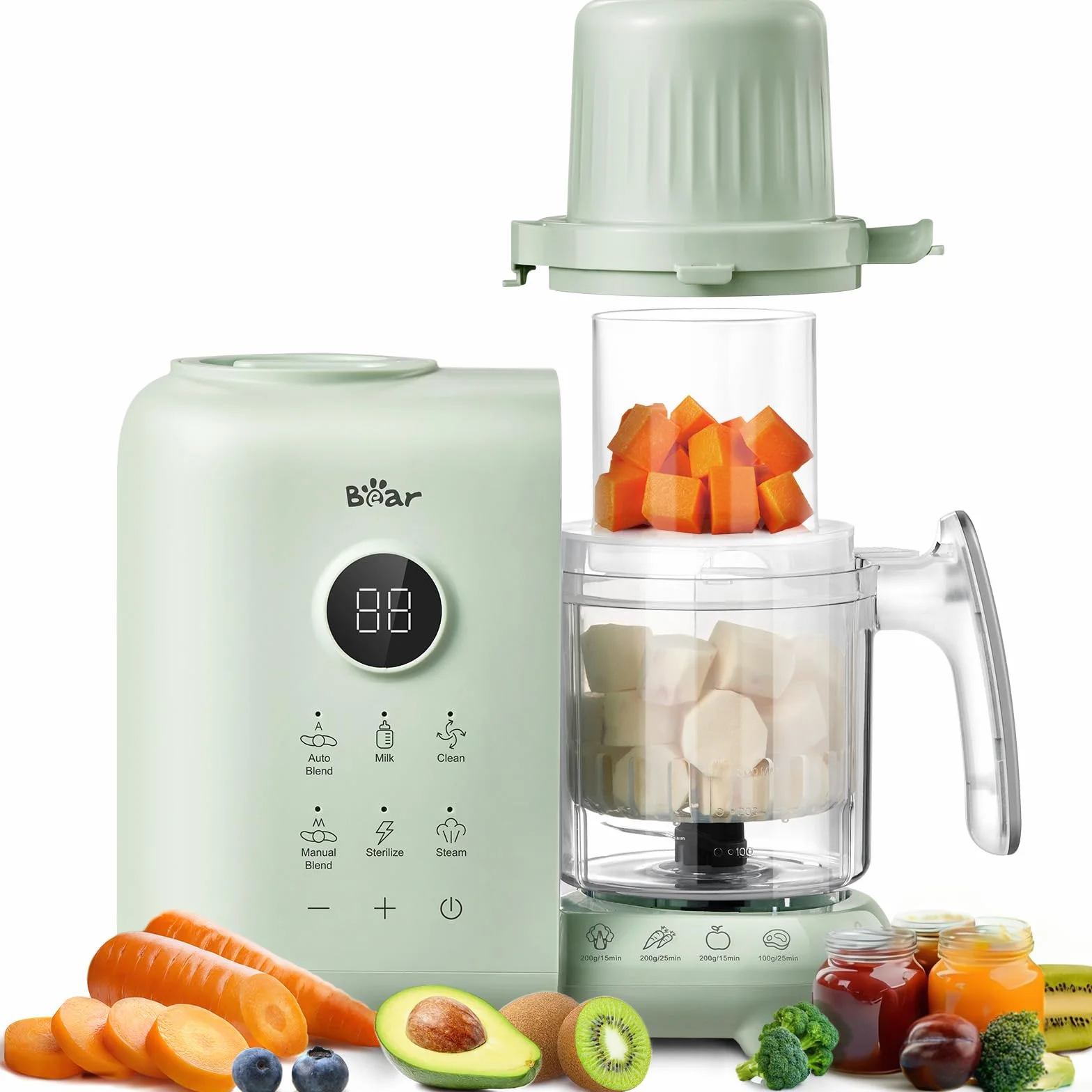 Robot Cuiseur Mixeur Bébé 500ml Panier Vapeur Multifonctions Automatique Sans BPA