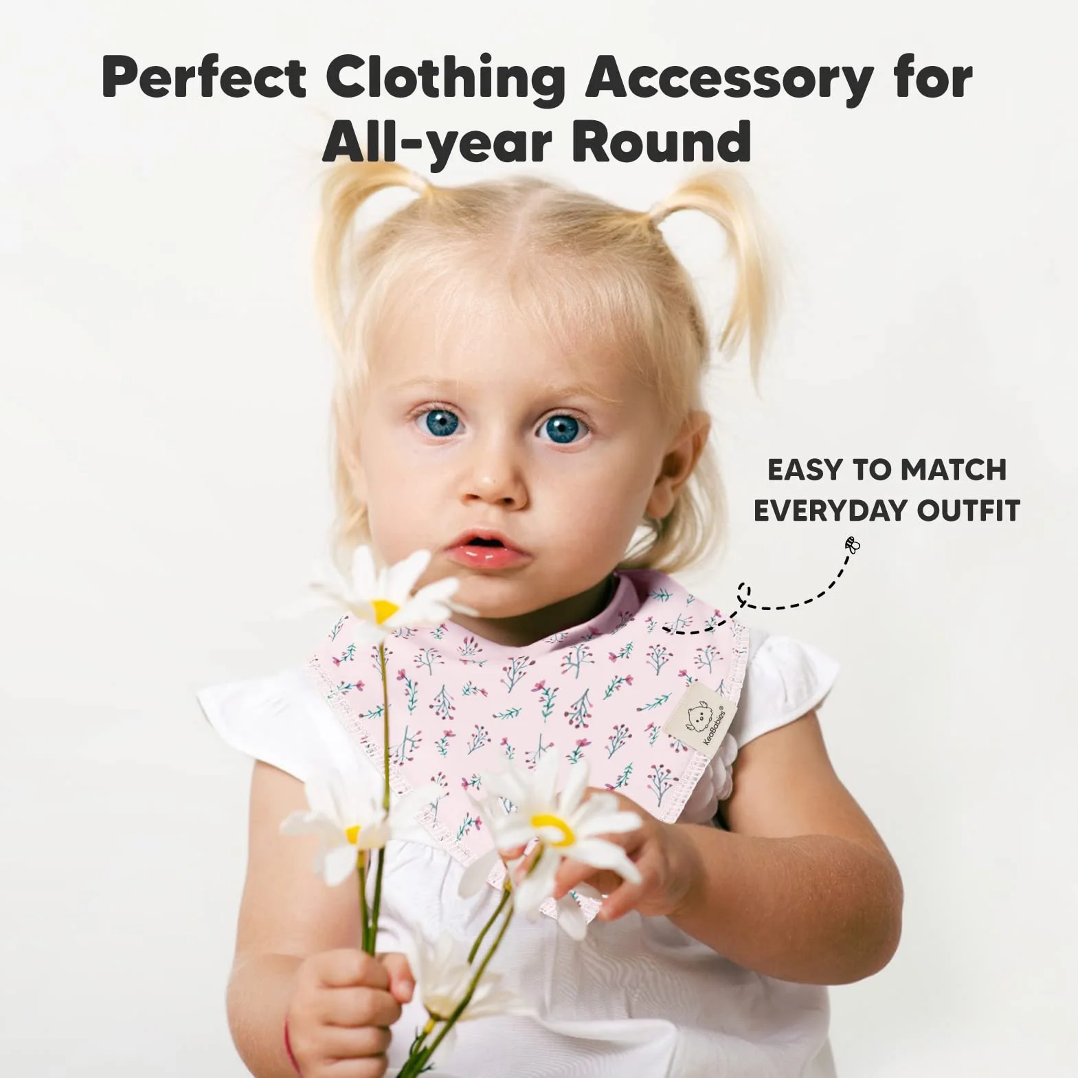 KeaBabies Bavoir bandana bébé coton bio absorbant fille