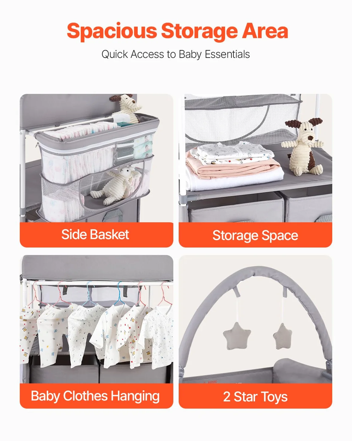 VEVOR Table à langer bébé pliable 2 tiroirs en tissu hauteur réglable roulettes verrouillables