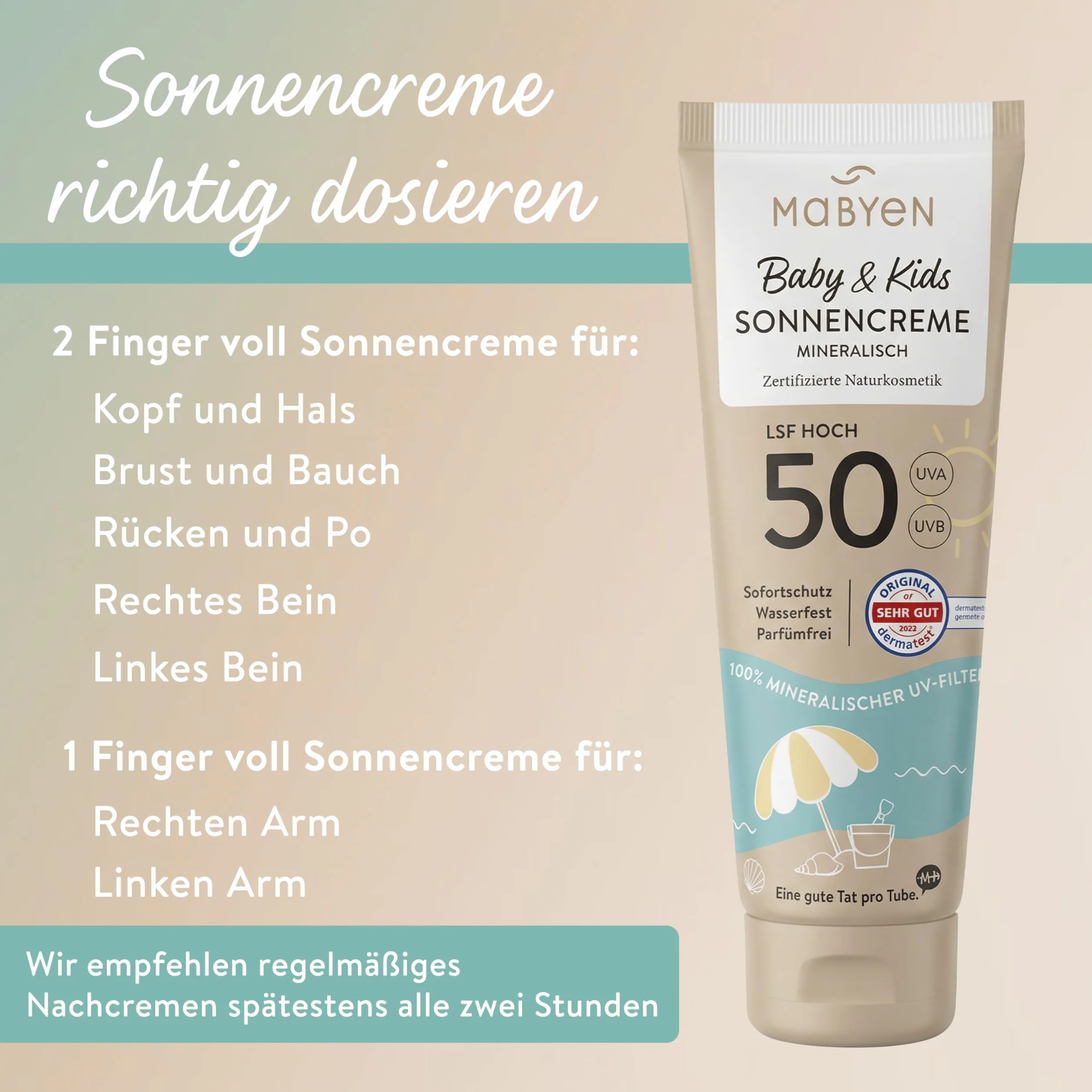 MABYEN Crème solaire minérale SPF 50 lot de 2 x 100 ml UVA/UVB résistante à l'eau sans parfum vegan