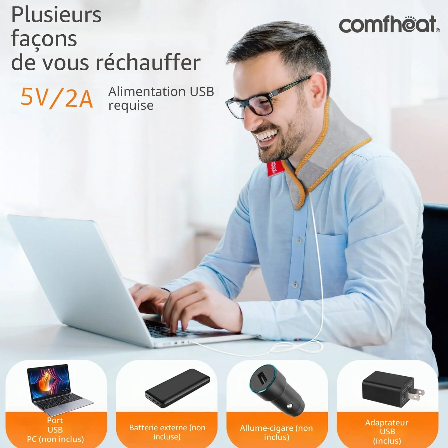 Coussin chauffant USB pour la nuque, soulagement des douleurs cervicales, thérapie thermique portable