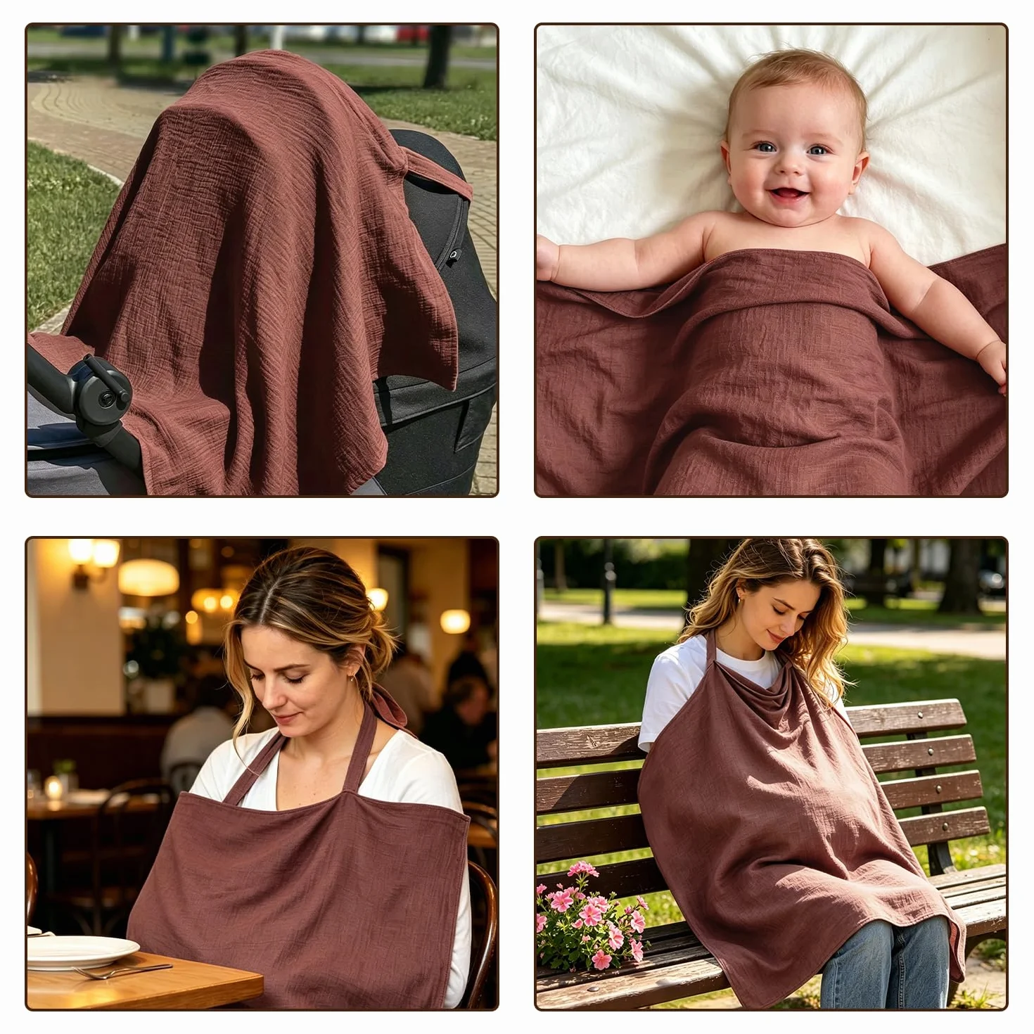 Cape Allaitement Mousseline Rouge Bordeaux