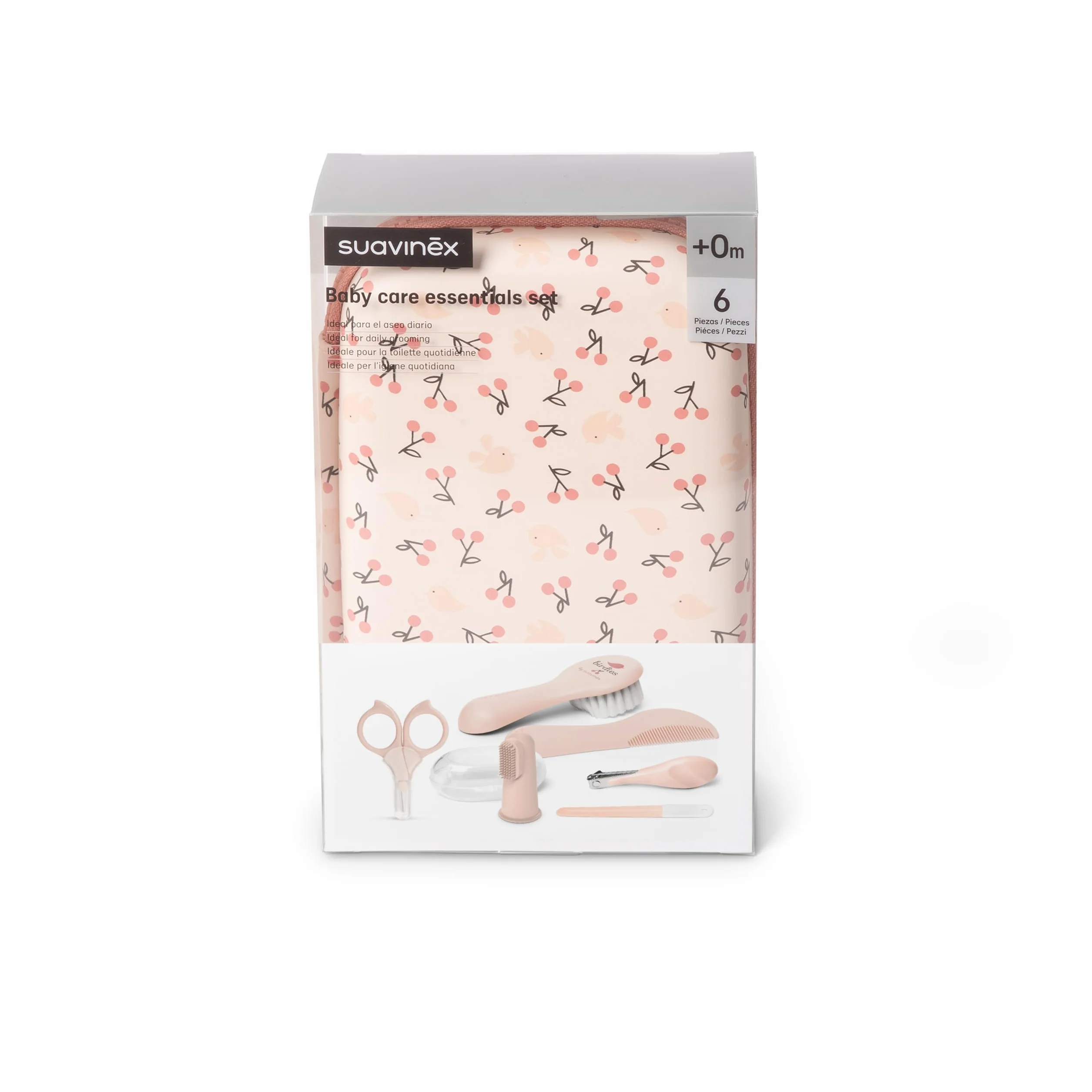 Suavinex Trousse de Soin Bébé Set Manucure 6 Pièces Rose