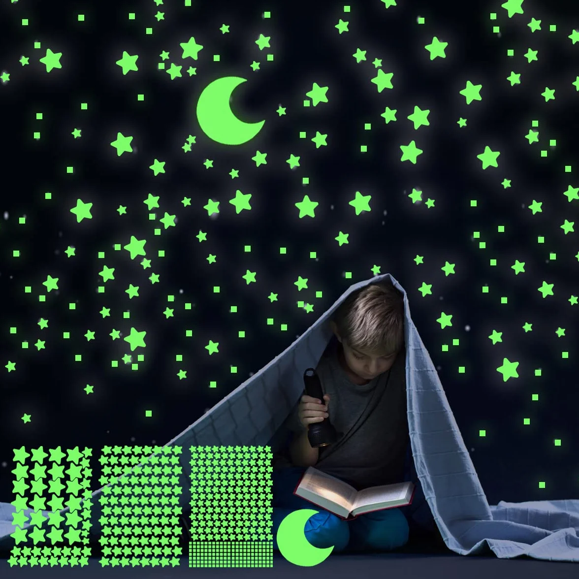 Étoiles Phosphorescentes Lumineux 455 Autocollants Fluorescent Stickers Phosphorescents Plafond Muraux Décoration Chambres Enfants