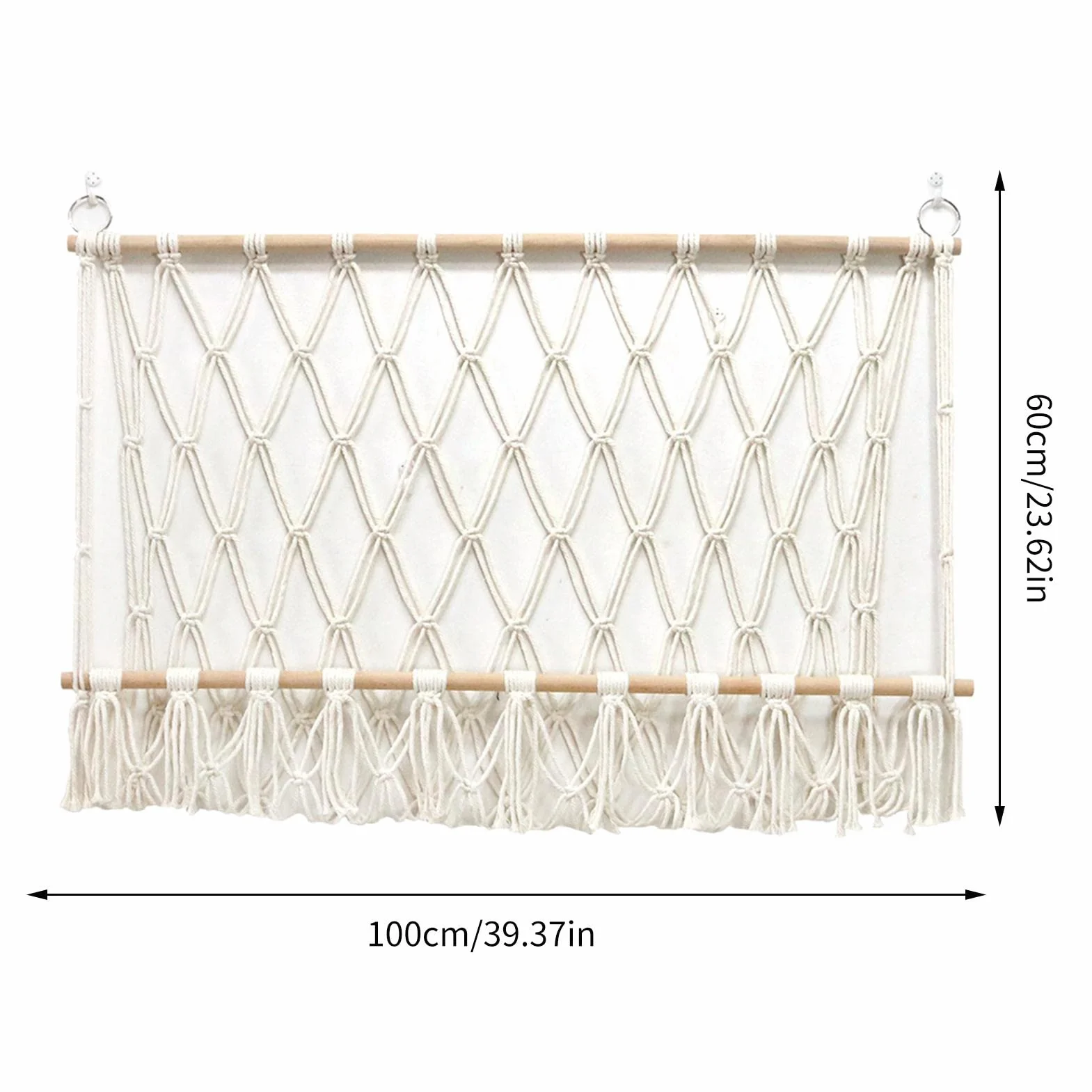 Jouet Hamac pour Animaux en Peluche 100cm Rangement en Maille Boho Macrame Suspendu au Mur