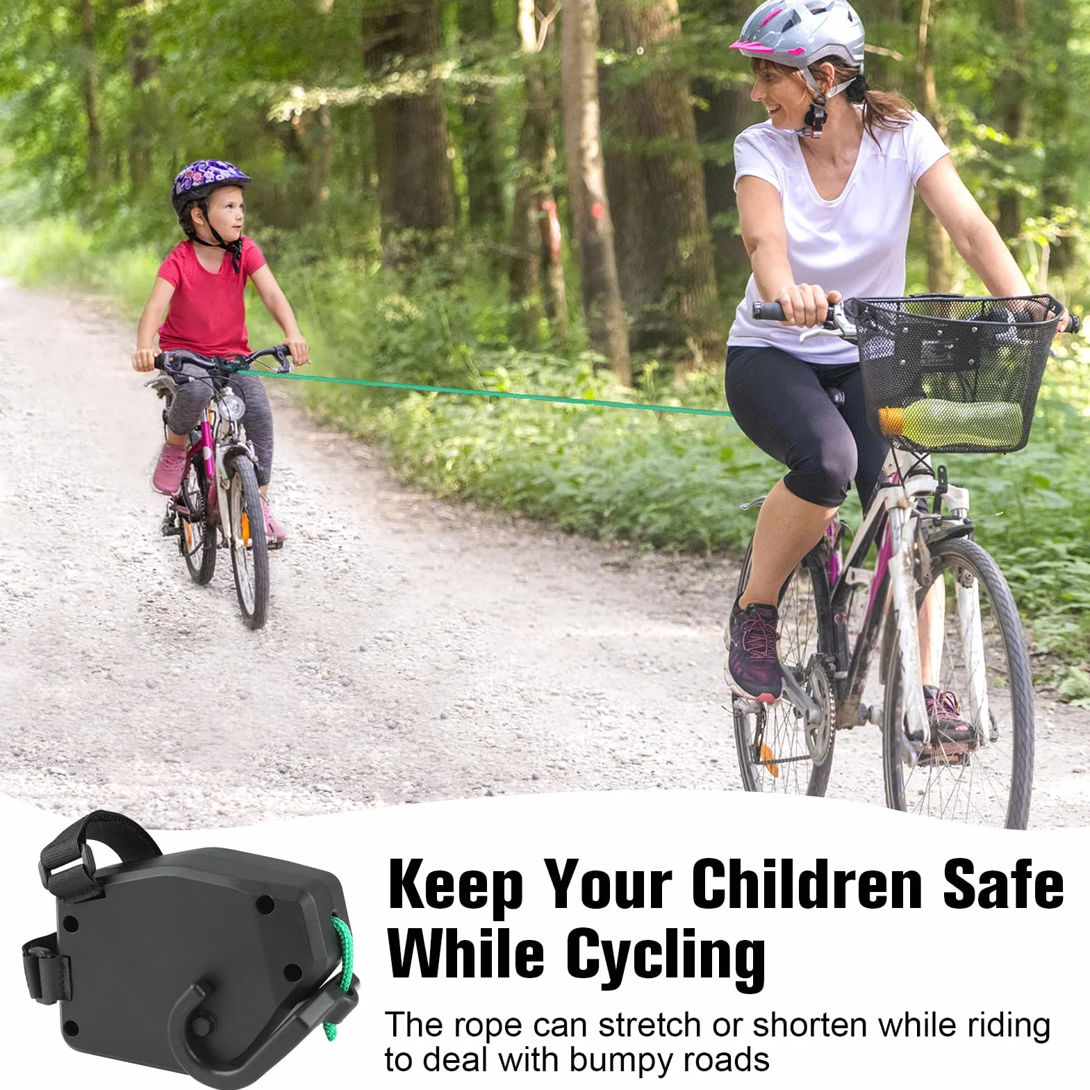Barre de Remorquage Vélo Enfant Rétractable 2,5 m Câble Traction VTT