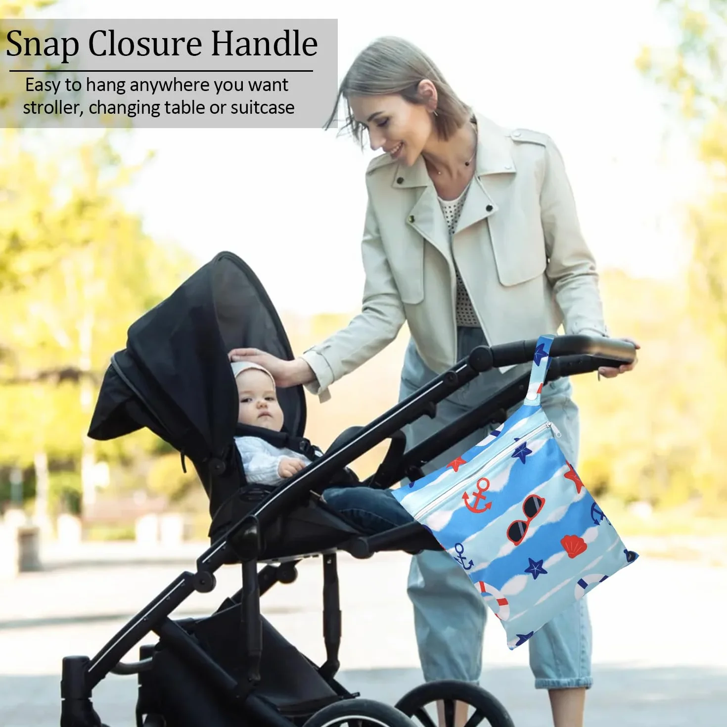 Sac Humide Imperméable Réutilisable en Tissu, Sac à Couches, Sac de Piscine de Plage de Voyage