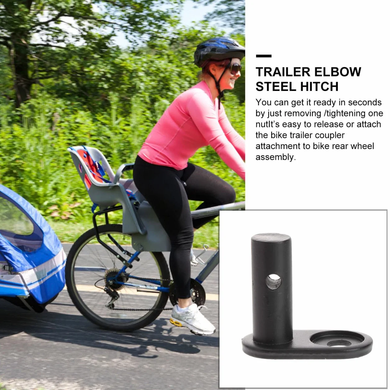TOYANDONA Accessoires de remorque de vélo Fixation coude acier noir