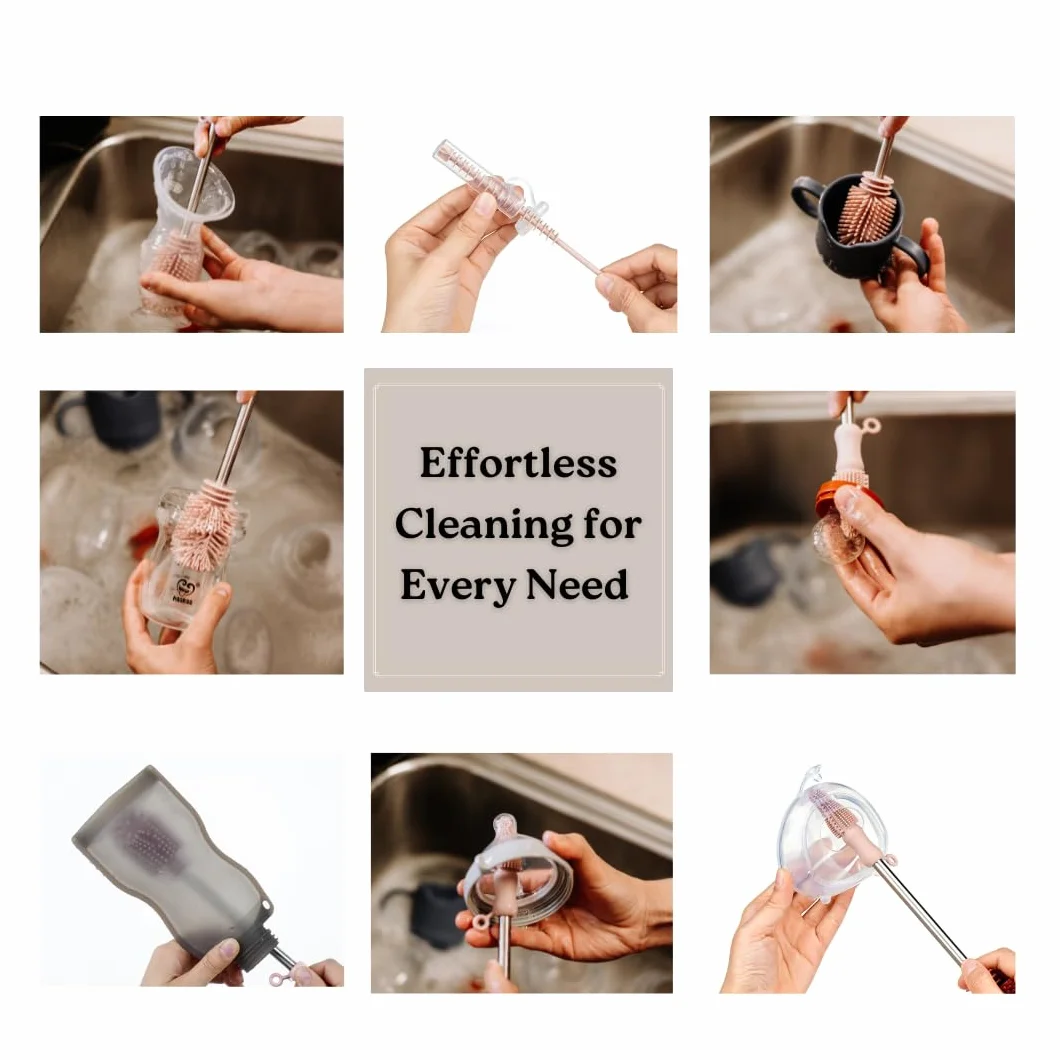 Haakaa Kit de brosses de nettoyage en silicone - pour bouteilles et crevasses - silicone alimentaire