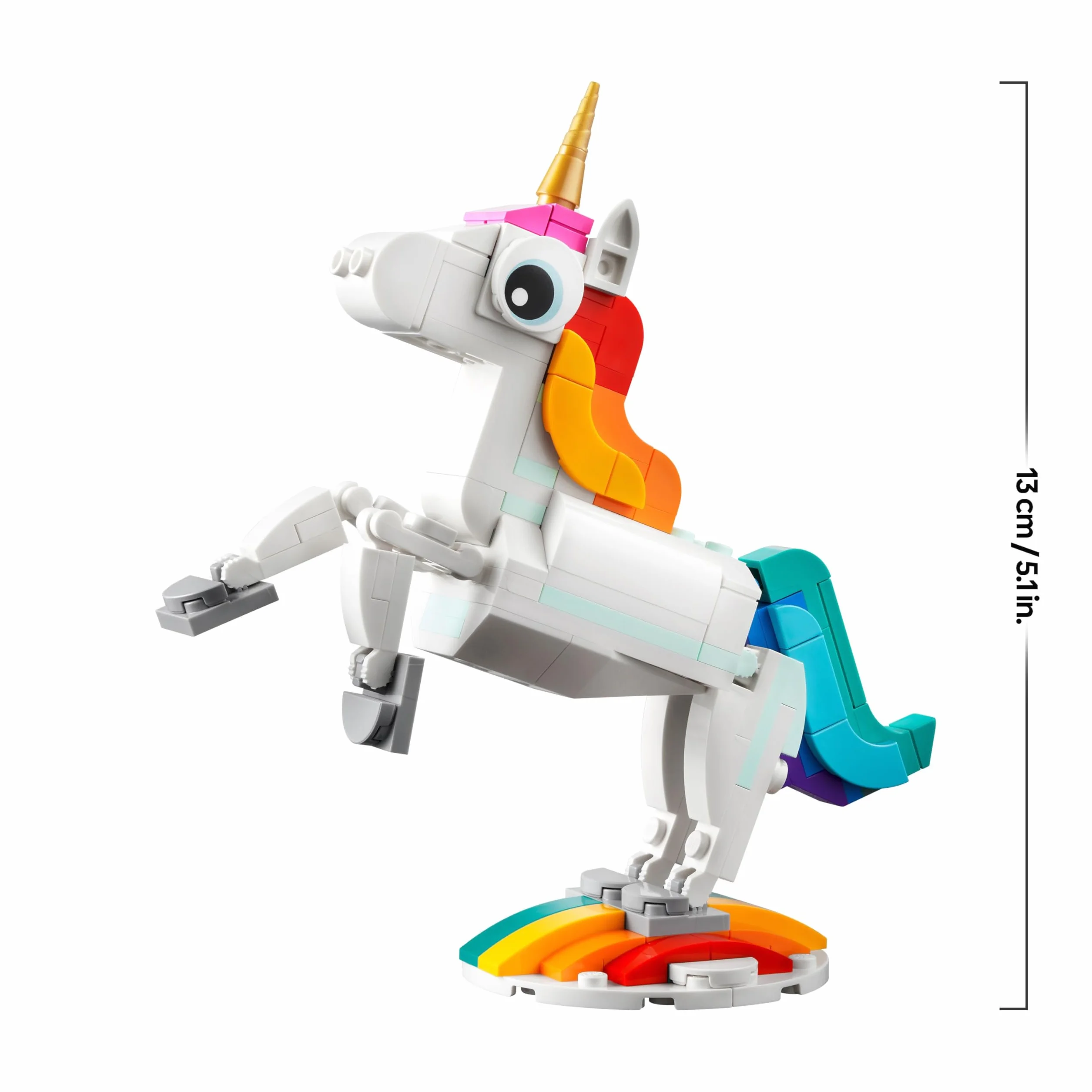 LEGO Creator 3-en-1 La Licorne Magique 31140 Jouet de Construction Figurine Animal Transformable Hippocampe Paon Cadeau 7 Ans