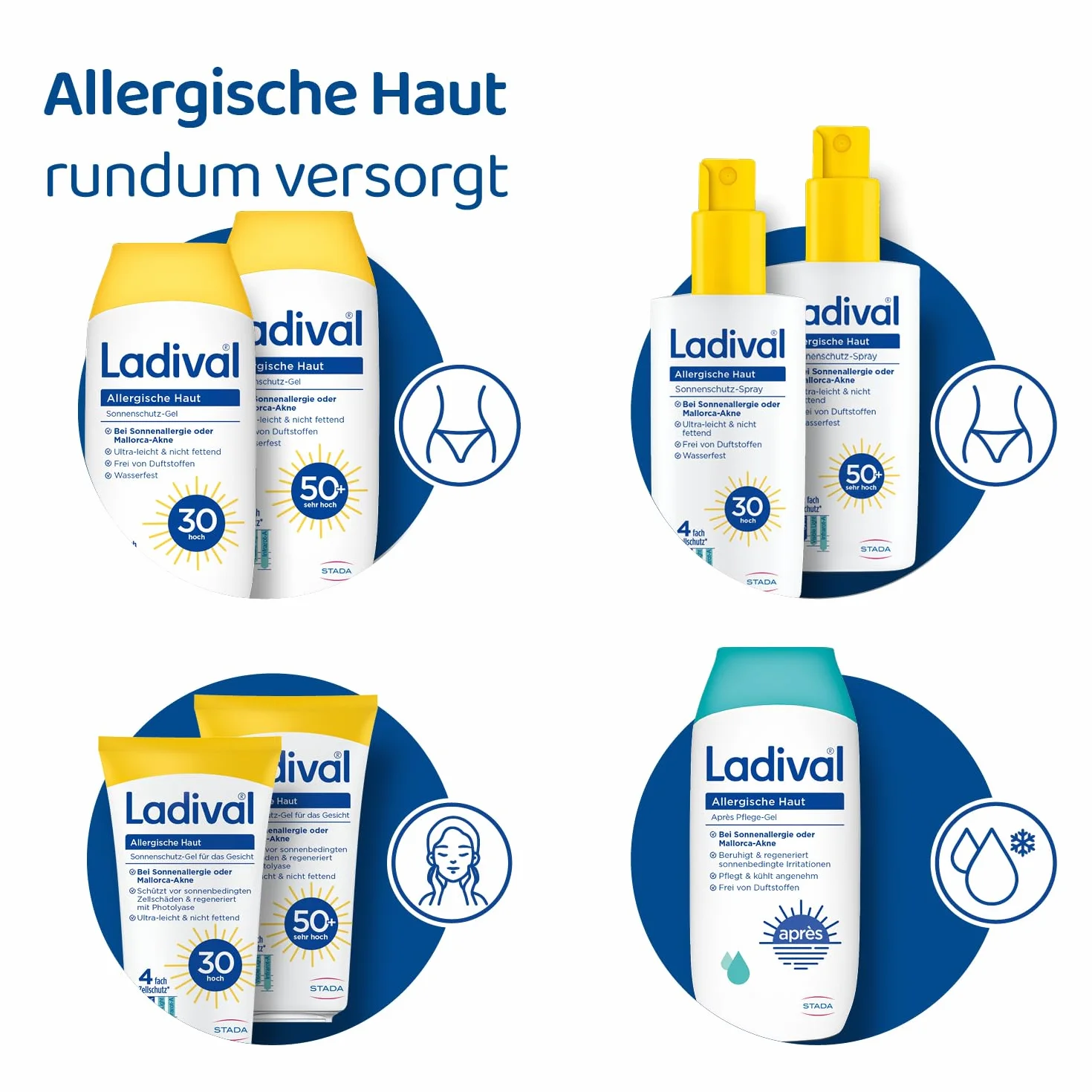 Ladival Gel Protection Solaire SPF 30 Corps 200 ml Anti-Allergies Solaires Acné de Majorque Imperméable