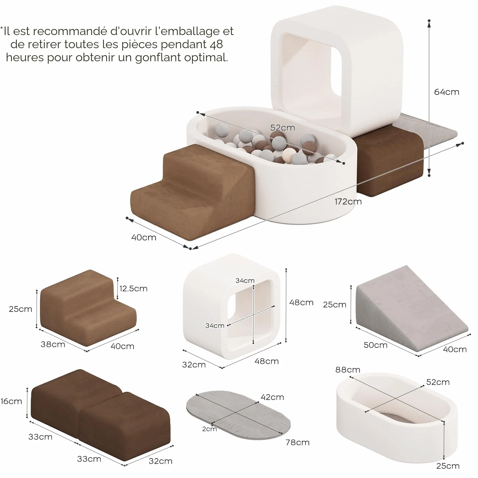 BanaSuper Blocs Mousse Éducatifs Modulables | Jeu de Motricité Intérieure pour Enfants Certifiée EN71 | Blocs à Grimper en Mousse avec Piscine à Balles (Pas de Ballon) | Bassin à Balles en Mousse
