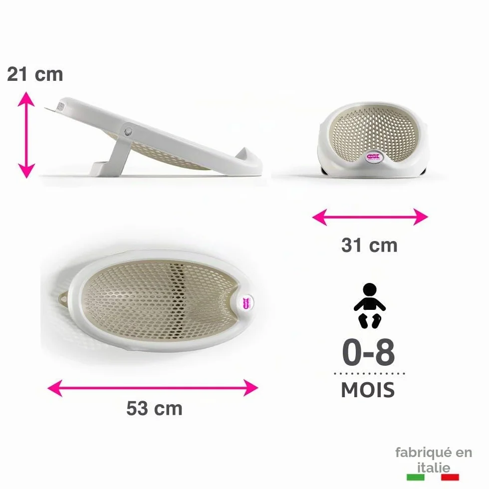 OKBABY Jelly Transat de Bain Pliant pour Nouveaux-nés 0-8 Mois Gris