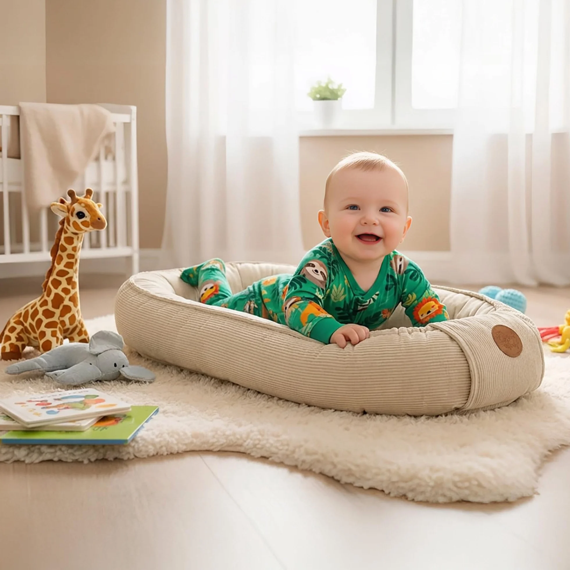 Totsy Baby Couffin Cocon Nid Bébé Réducteur de Lit Babynest Portable Beige Velours côtelé