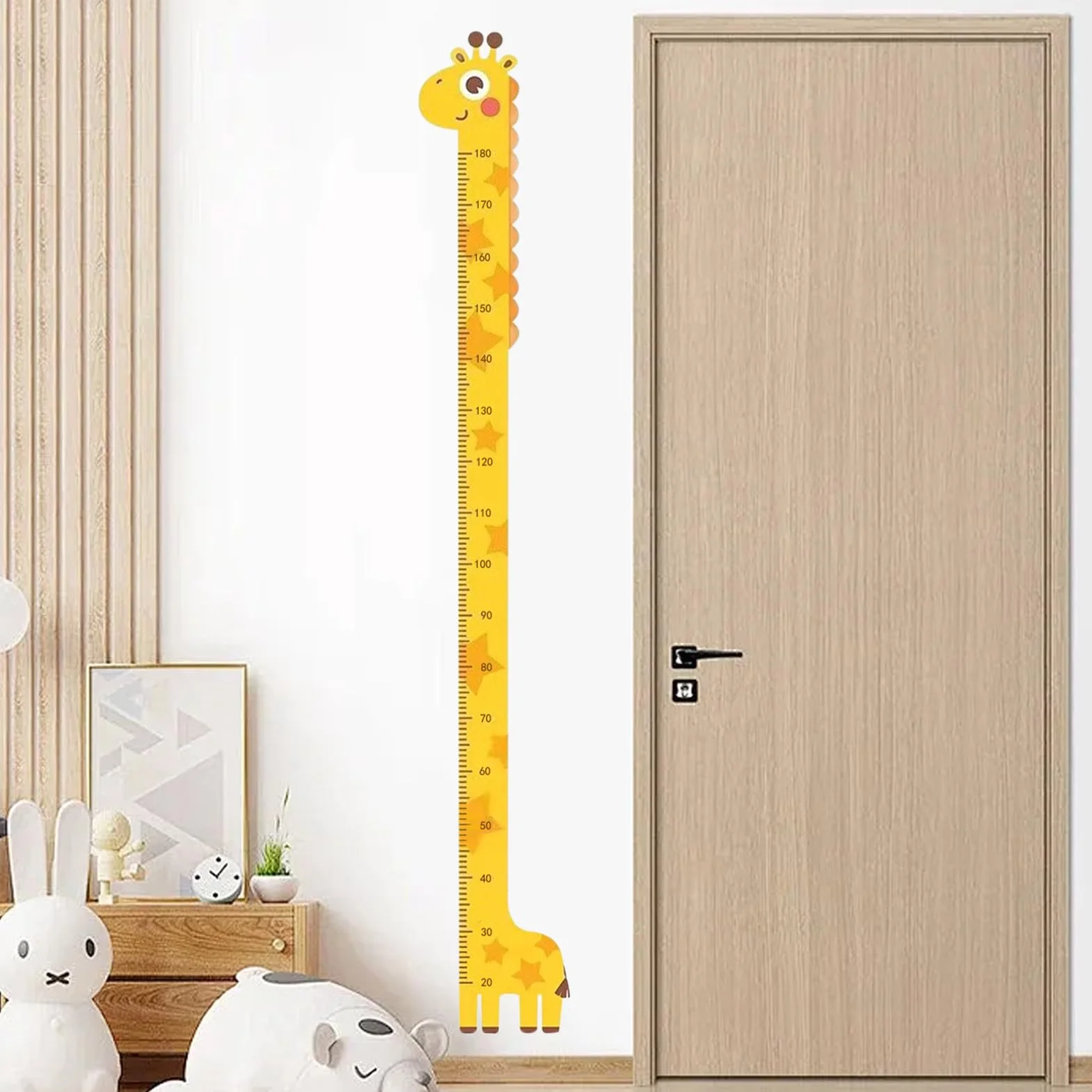 Tableau de Mesure de Croissance Autocollant 194 cm pour Chambre Bébé avec Animaux