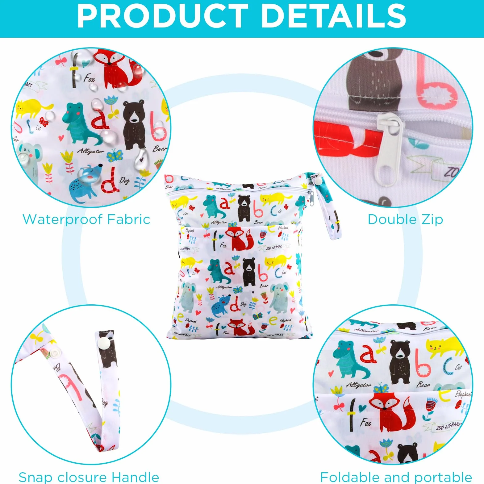 Sac à Couche Imperméable 2 Pièces Pochette Lavable Réutilisable Wet Dry Bag pour Bébé Piscine