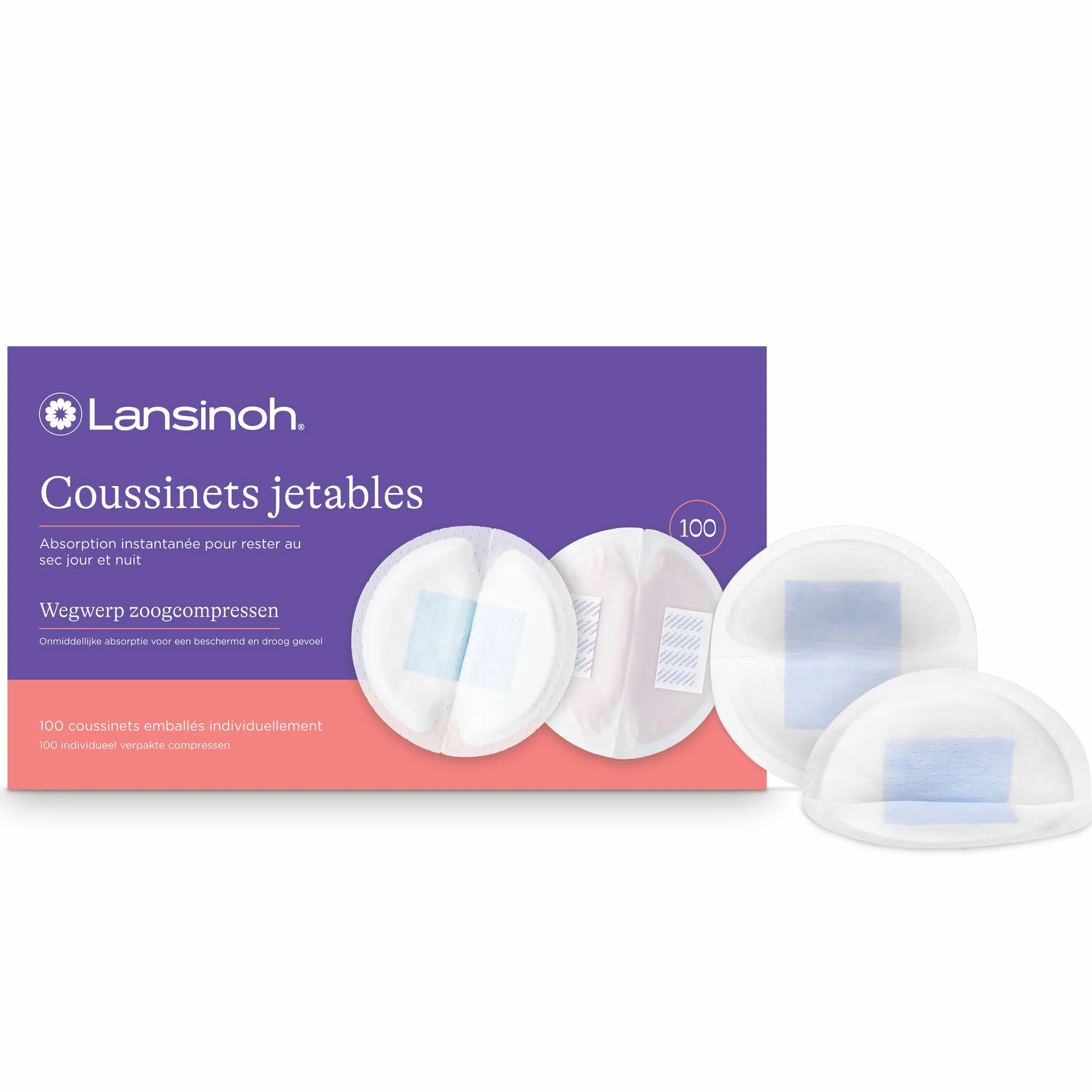 Lansinoh Coussinets d’Allaitement Jetables x100 Ultra Absorbants Anti-Fuites Ultra Fins Discrets